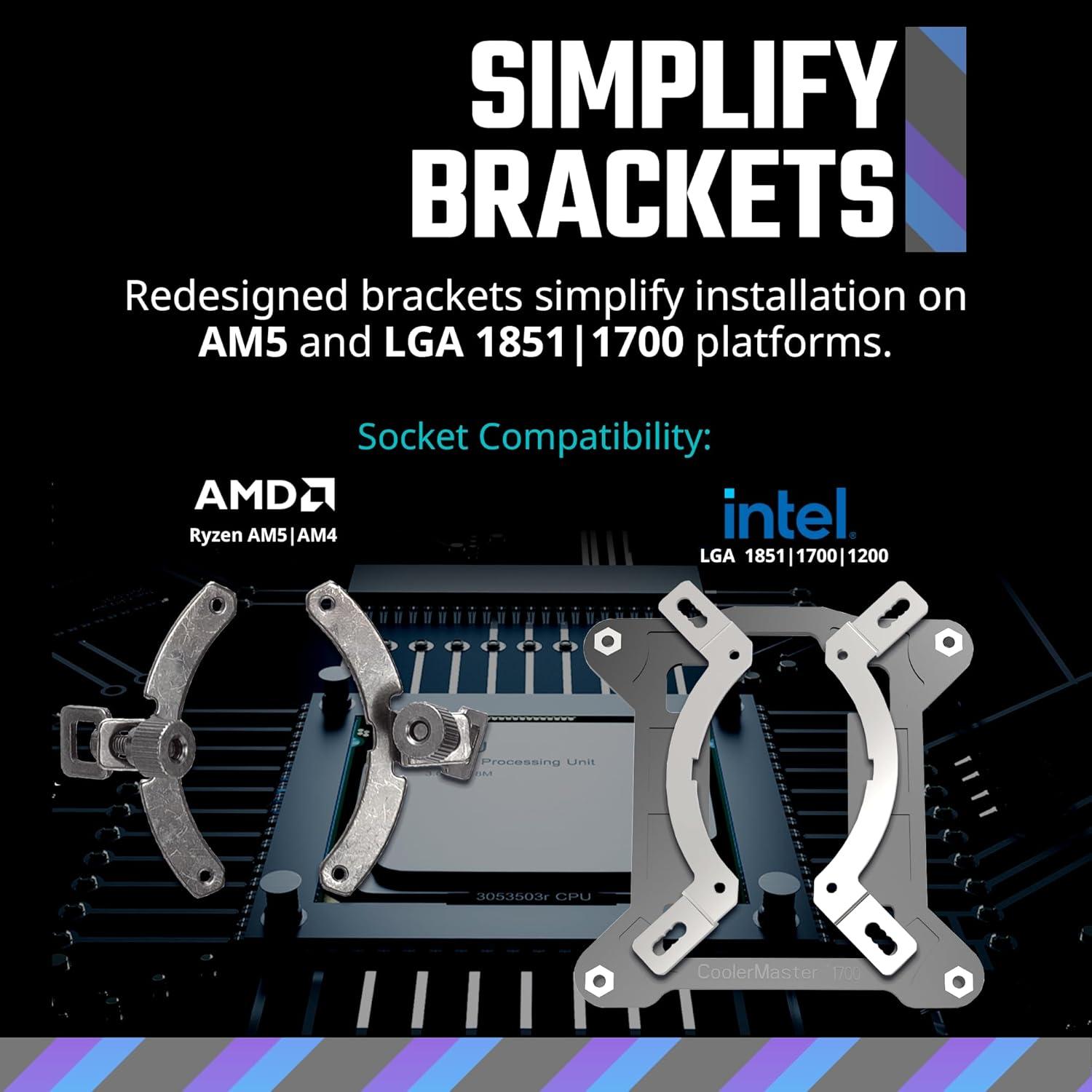 imageCooler Master 240 Core II CPU Liquid Cooler Dual Chamber Pump Customizable aRGB Lighting MaintenanceFree Quiet Operation Easy Install AMD Ryzen 7 AM54 Intel Ultra 7 LGA 18511700240 Core II