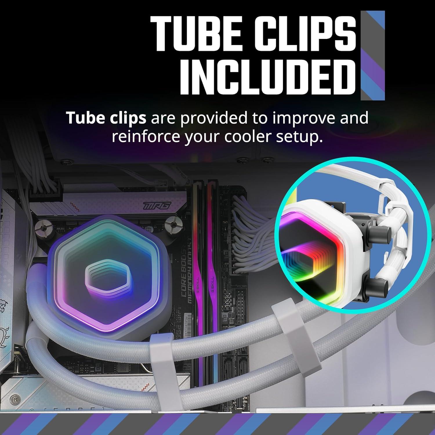 imageCooler Master 240 Core II CPU Liquid Cooler Dual Chamber Pump Customizable aRGB Lighting MaintenanceFree Quiet Operation Easy Install AMD Ryzen 7 AM54 Intel Ultra 7 LGA 18511700240 Core II White