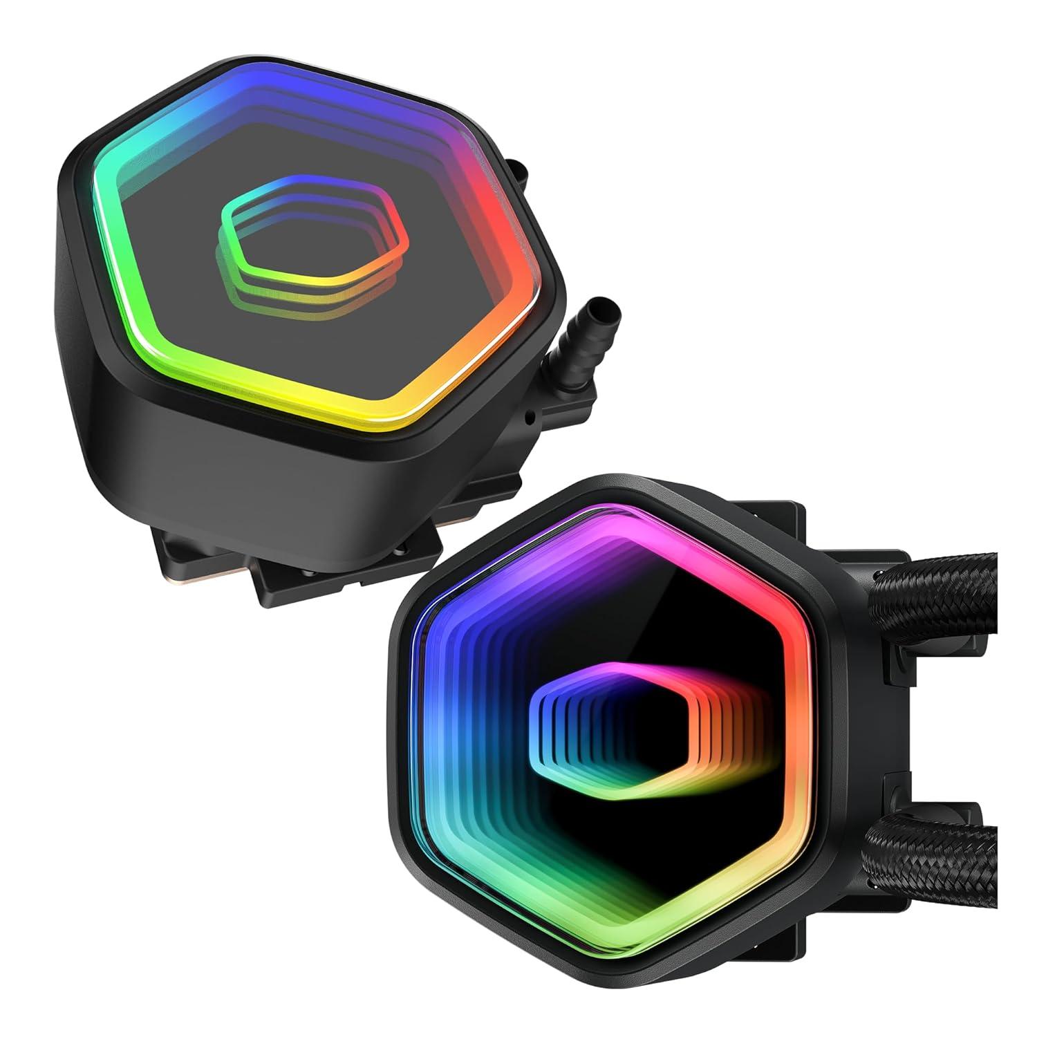 imageCooler Master 360 Core II White CPU Liquid Cooler Dual Chamber Pump Customizable aRGB Lighting MaintenanceFree Quiet Operation Easy Install AMD Ryzen 9 AM54 Intel Ultra 9 LGA 18511700360 Core II