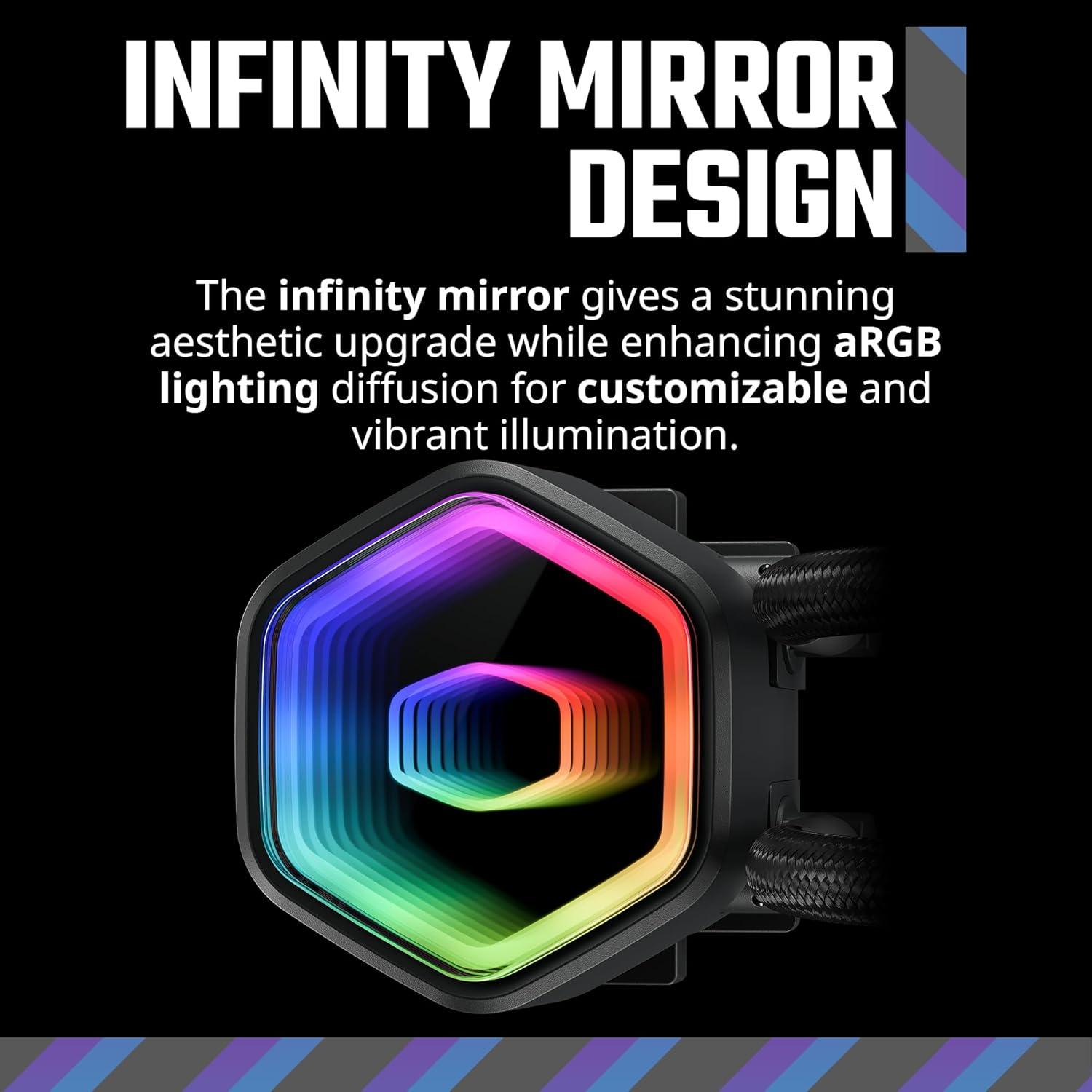 imageCooler Master 360 Core II White CPU Liquid Cooler Dual Chamber Pump Customizable aRGB Lighting MaintenanceFree Quiet Operation Easy Install AMD Ryzen 9 AM54 Intel Ultra 9 LGA 18511700360 Core II