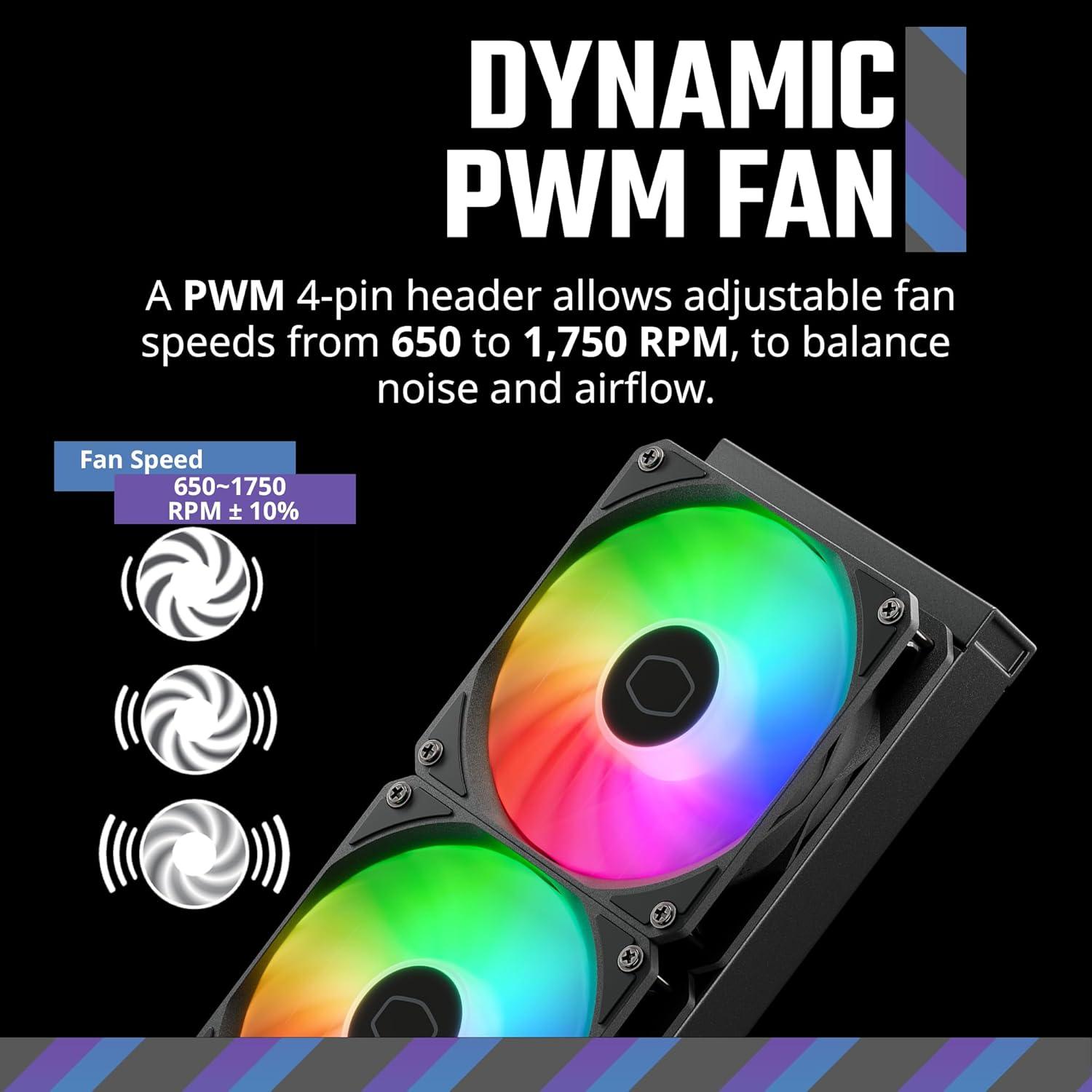 imageCooler Master 360 Core II White CPU Liquid Cooler Dual Chamber Pump Customizable aRGB Lighting MaintenanceFree Quiet Operation Easy Install AMD Ryzen 9 AM54 Intel Ultra 9 LGA 18511700360 Core II