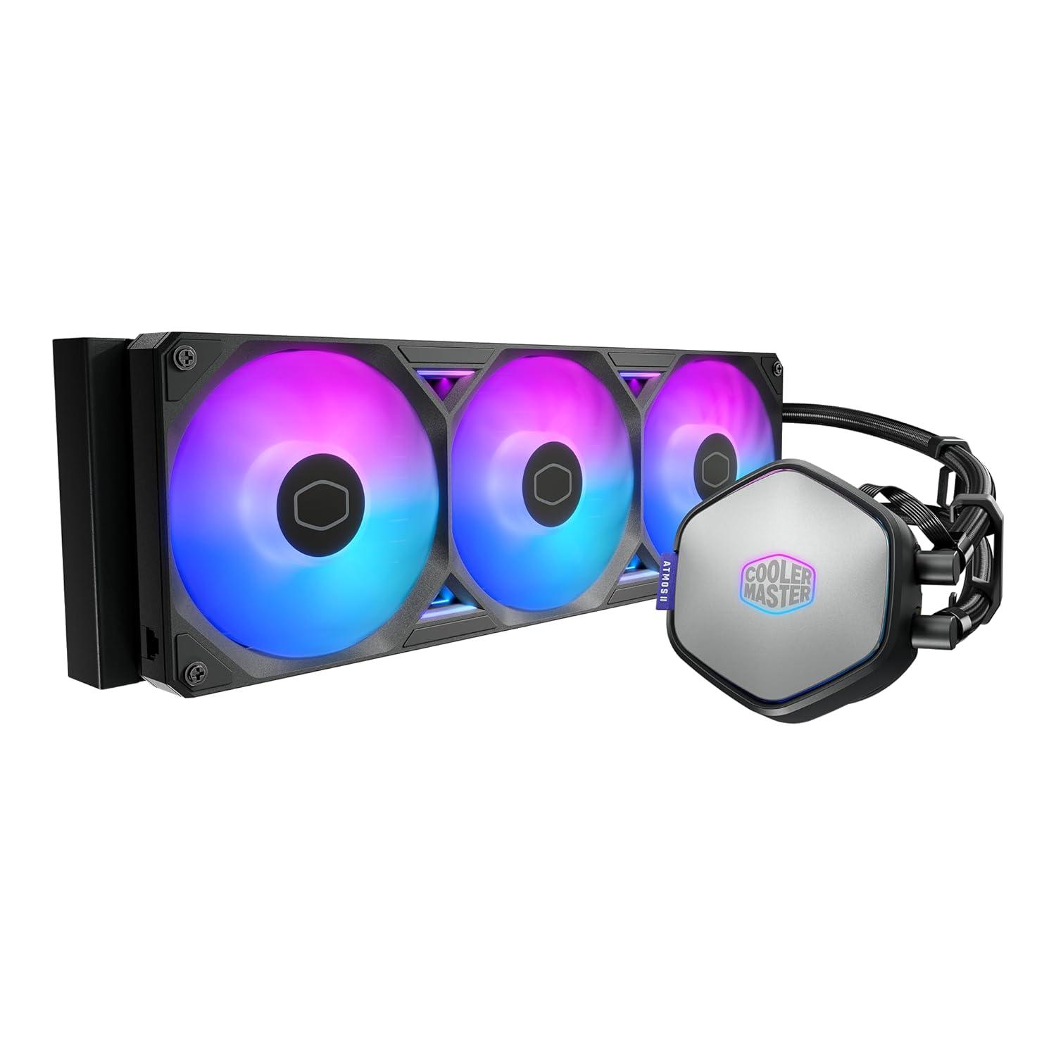 imageCooler Master Atmos II 360 Pixel LED Panel FreeForm 20 CPU Liquid Cooler Dual Chamber Pump Customizable aRGB Lighting Quiet Qperation Easy Install AMD Ryzen 9 AM54 Intel Ultra i9 LGA 18511700360 Atmos II LCD