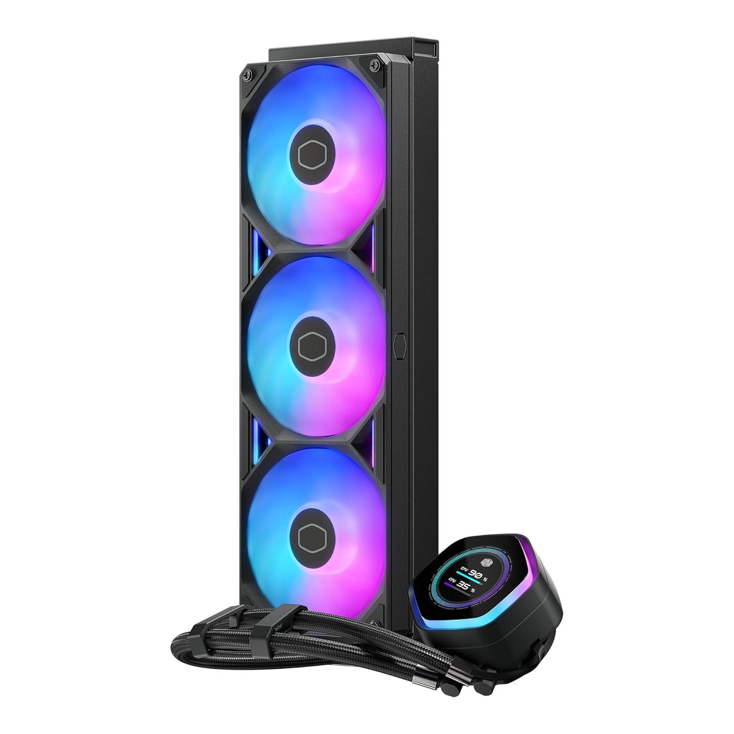 imageCooler Master Atmos II 360 Pixel LED Panel FreeForm 20 CPU Liquid Cooler Dual Chamber Pump Customizable aRGB Lighting Quiet Qperation Easy Install AMD Ryzen 9 AM54 Intel Ultra i9 LGA 18511700360 Atmos II LCD