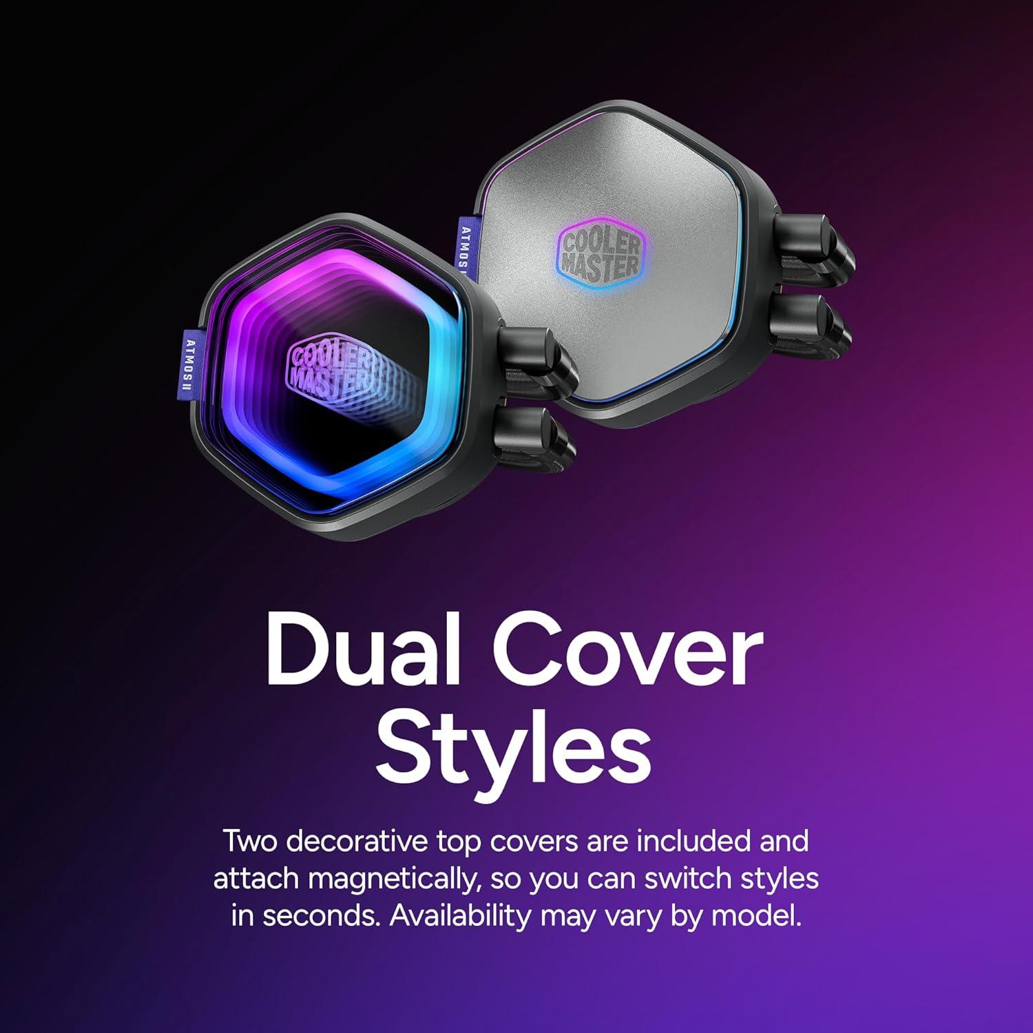 imageCooler Master Atmos II 360 Pixel LED Panel FreeForm 20 CPU Liquid Cooler Dual Chamber Pump Customizable aRGB Lighting Quiet Qperation Easy Install AMD Ryzen 9 AM54 Intel Ultra i9 LGA 18511700360 Atmos II LCD