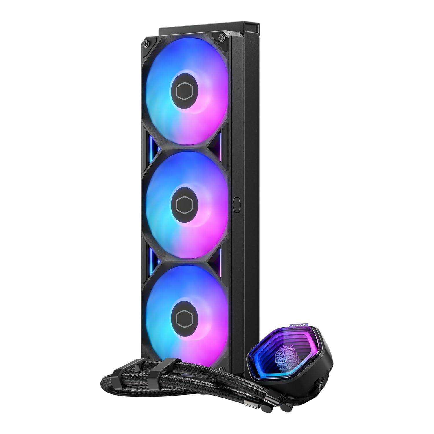 imageCooler Master Atmos II 360 Pixel LED Panel FreeForm 20 CPU Liquid Cooler Dual Chamber Pump Customizable aRGB Lighting Quiet Qperation Easy Install AMD Ryzen 9 AM54 Intel Ultra i9 LGA 18511700360 Atmos II LCD