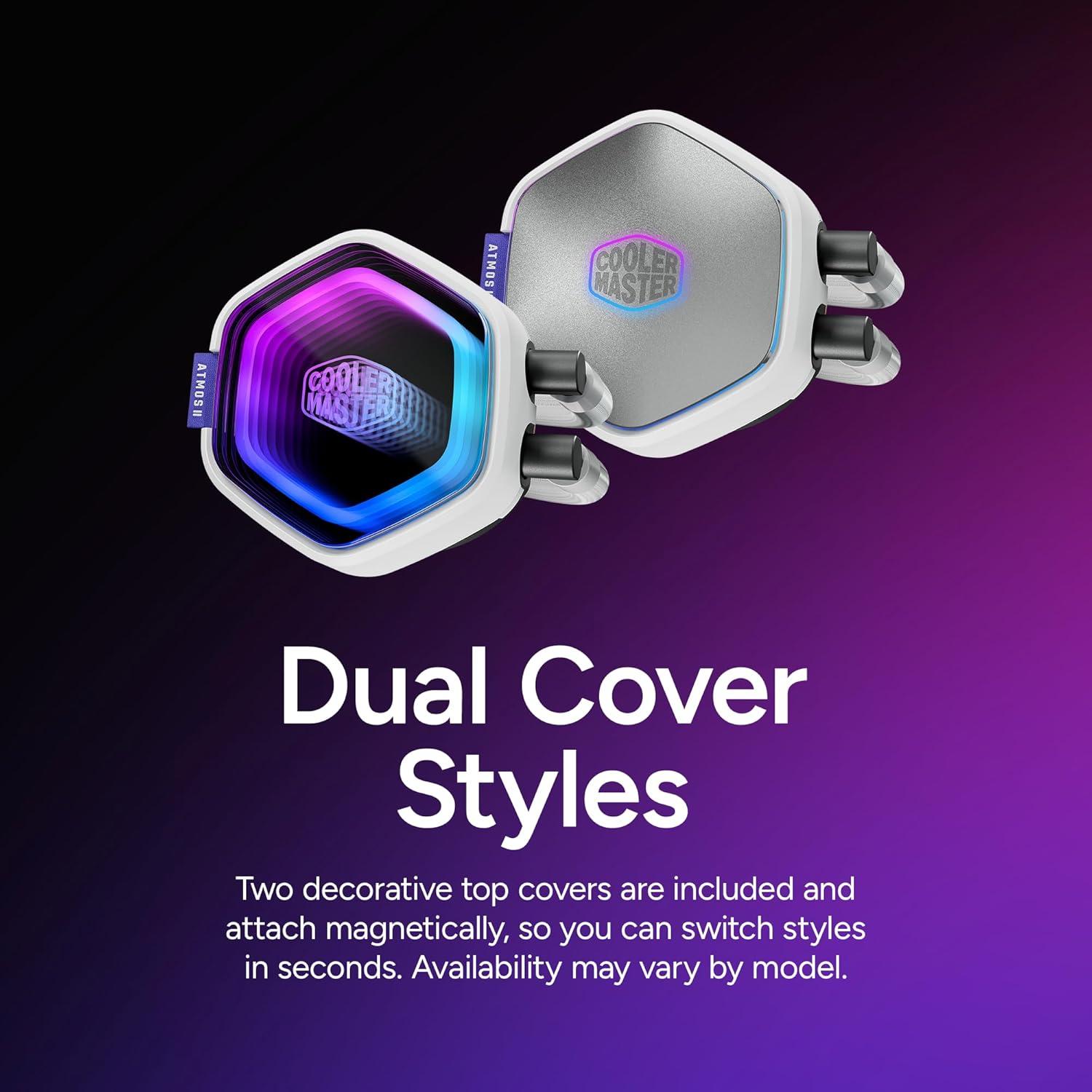 imageCooler Master Atmos II 360 Pixel LED Panel FreeForm 20 CPU Liquid Cooler Dual Chamber Pump Customizable aRGB Lighting Quiet Qperation Easy Install AMD Ryzen 9 AM54 Intel Ultra i9 LGA 18511700360 Atmos II LCD White