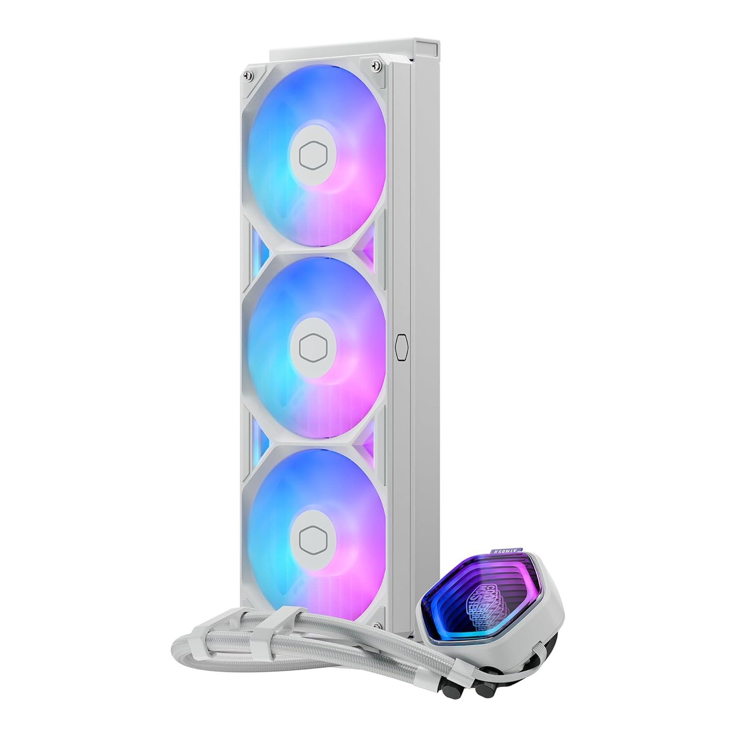 imageCooler Master Atmos II 360 Pixel LED Panel FreeForm 20 CPU Liquid Cooler Dual Chamber Pump Customizable aRGB Lighting Quiet Qperation Easy Install AMD Ryzen 9 AM54 Intel Ultra i9 LGA 18511700360 Atmos II LCD White