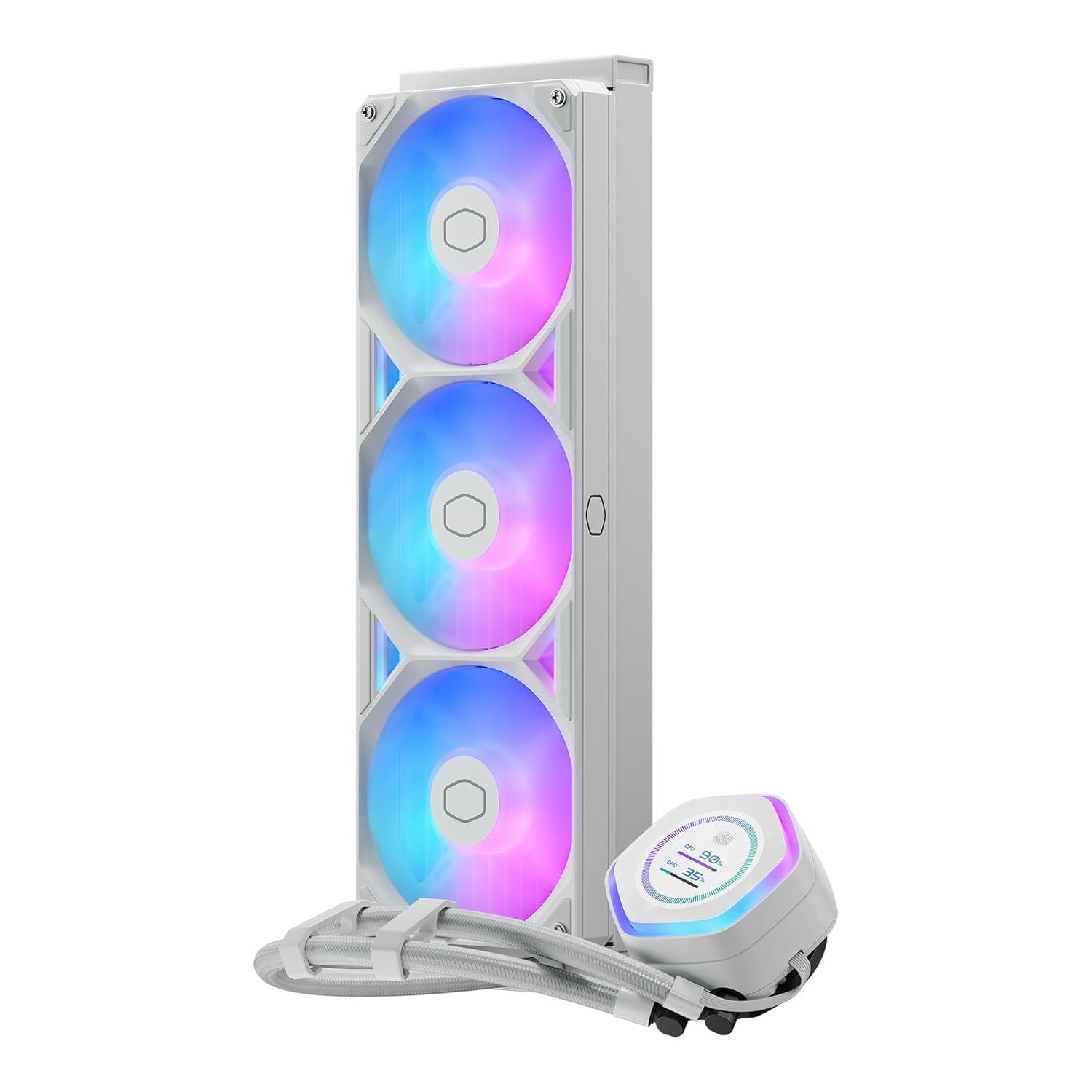 imageCooler Master Atmos II 360 Pixel LED Panel FreeForm 20 CPU Liquid Cooler Dual Chamber Pump Customizable aRGB Lighting Quiet Qperation Easy Install AMD Ryzen 9 AM54 Intel Ultra i9 LGA 18511700360 Atmos II LCD White