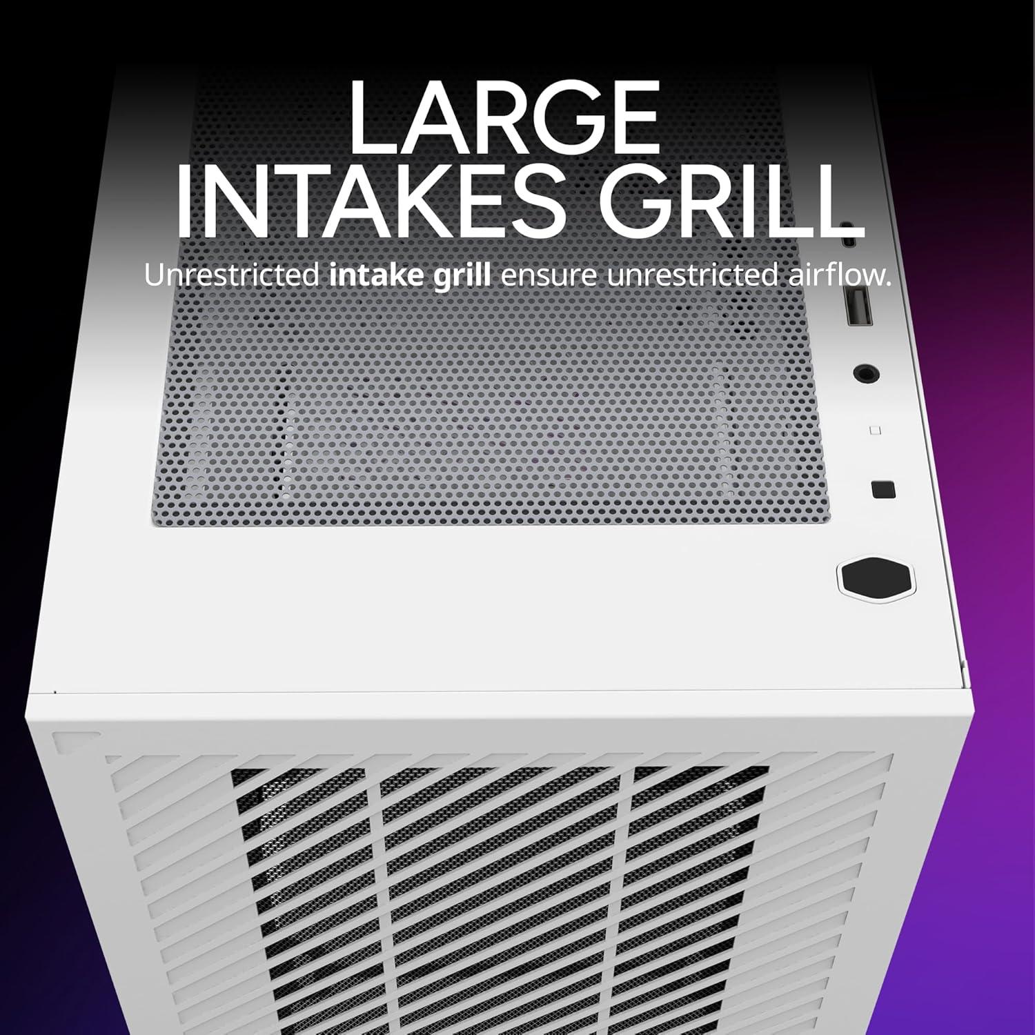 imageCooler Master Elite 301 Lite MicroATX High Airflow Minimalist PC Case 365mm GPU Max Compatible RTX 5080RX 7090 XT 280mm AIO Max Type C Tempered Glass 120mm PWM Fan Intakes GrillElite 301 White Lite