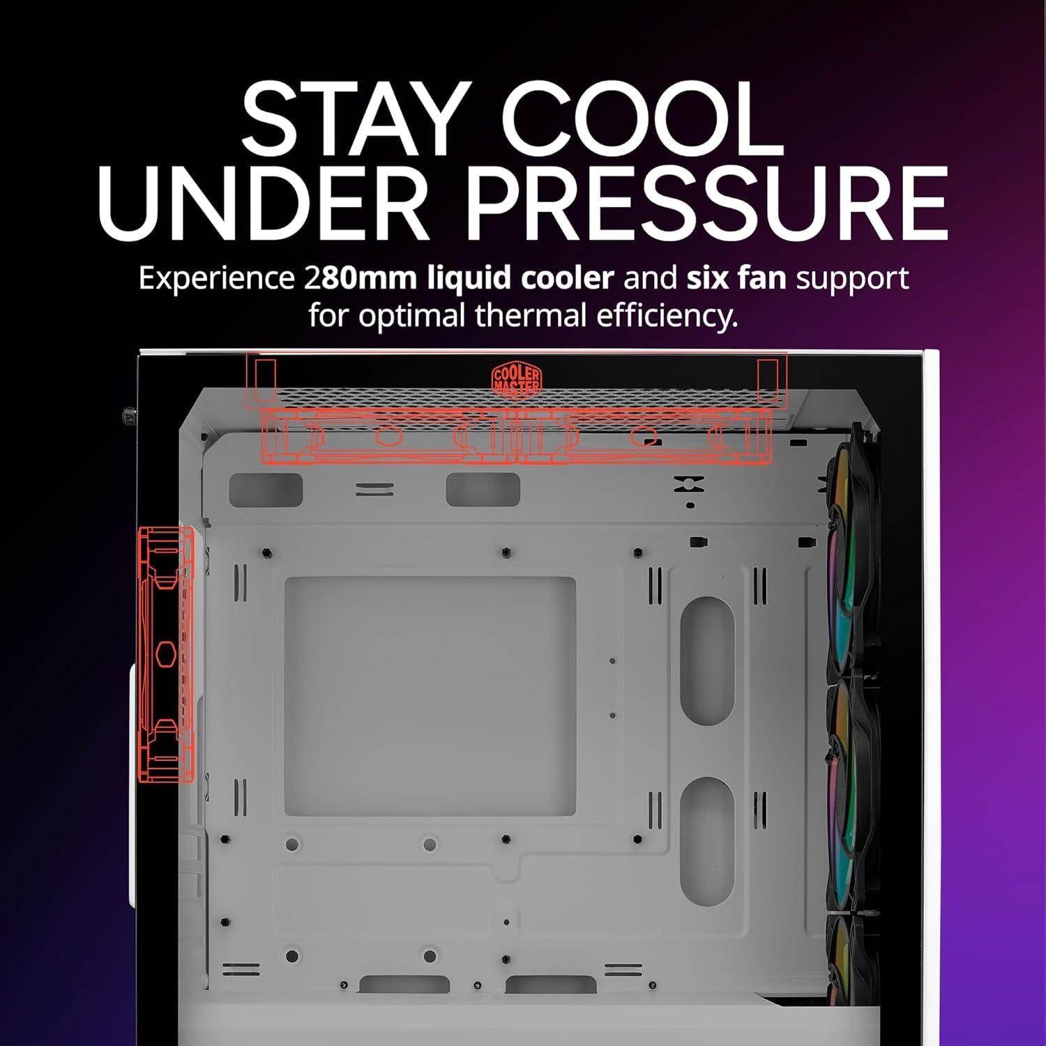 imageCooler Master Elite 301 MicroATX High Airflow Minimalist PC Case 365mm GPU Max Compatible RTX 5080RX 7090 XT 280mm AIO Max Type C Tempered Glass Triple 120mm aRGB PWM Fan Intakes GrillElite 301 White