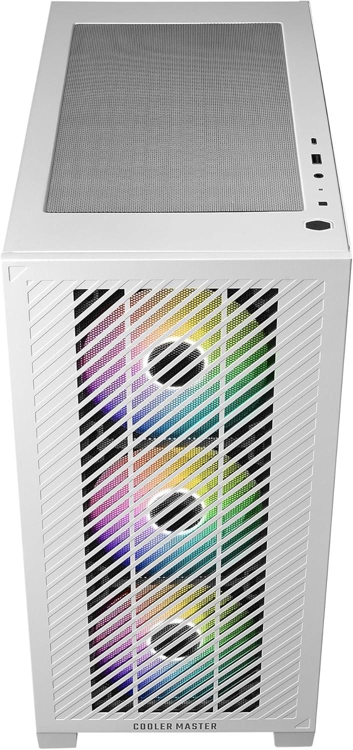 imageCooler Master Elite 301 MicroATX High Airflow Minimalist PC Case 365mm GPU Max Compatible RTX 5080RX 7090 XT 280mm AIO Max Type C Tempered Glass Triple 120mm aRGB PWM Fan Intakes GrillElite 301 White
