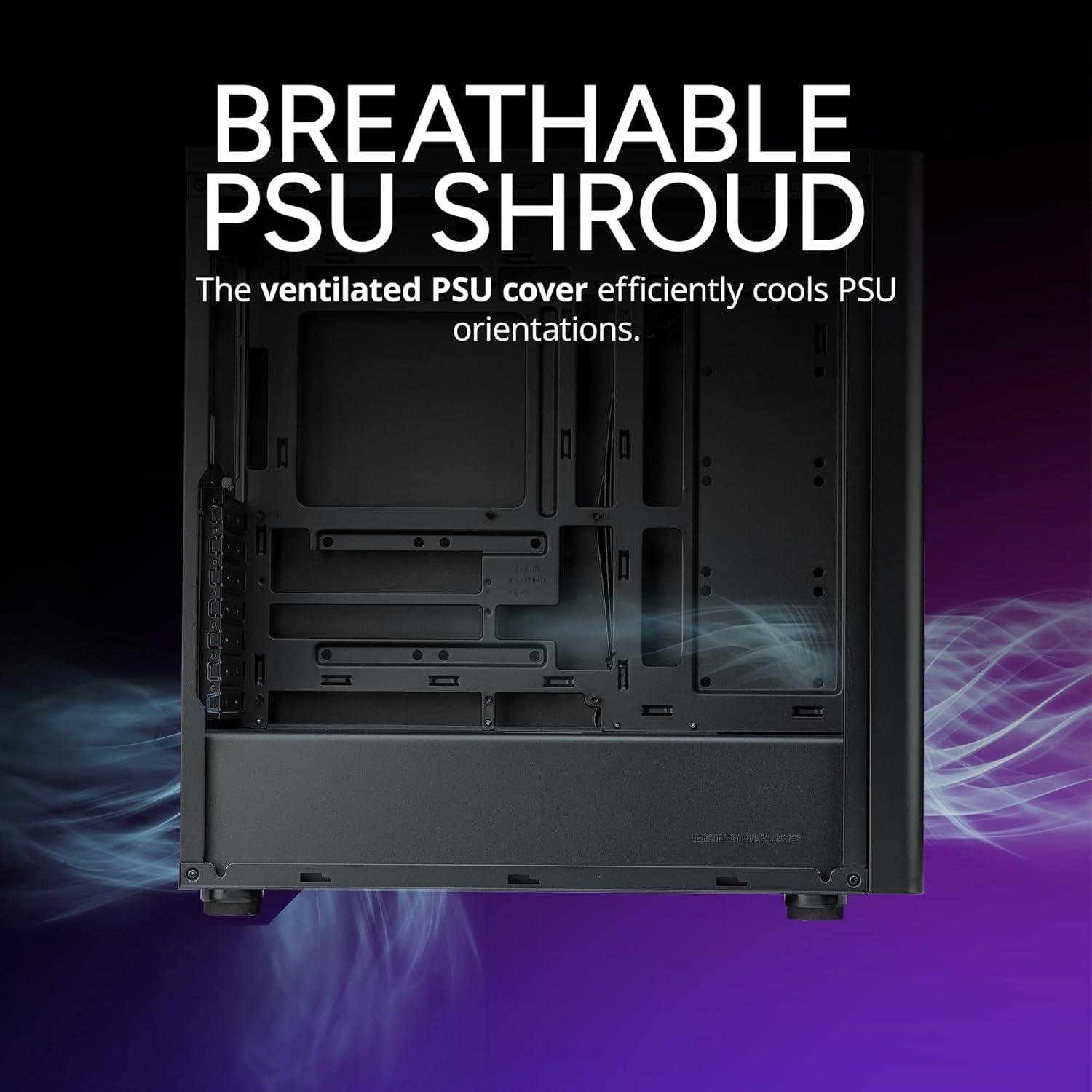 imageCooler Master Elite 502 ATX High Airflow Minimalist PC Case 410mm GPU Max Compatible RTX 5090RX 7090 XT 360mm AIO Max Type C Tempered Glass Triple 120mm aRGB Fan Intakes GrillElite 502