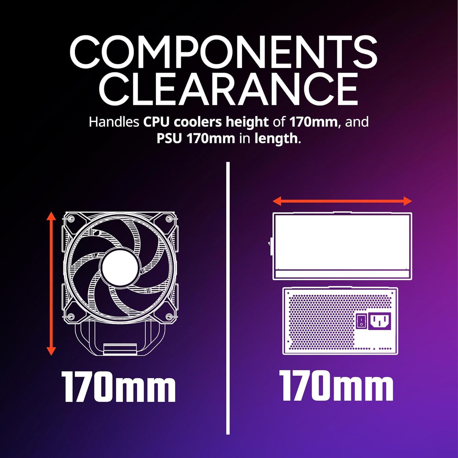 imageCooler Master Elite 502 ATX High Airflow Minimalist PC Case 410mm GPU Max Compatible RTX 5090RX 7090 XT 360mm AIO Max Type C Tempered Glass Triple 120mm aRGB Fan Intakes GrillElite 502 Lite