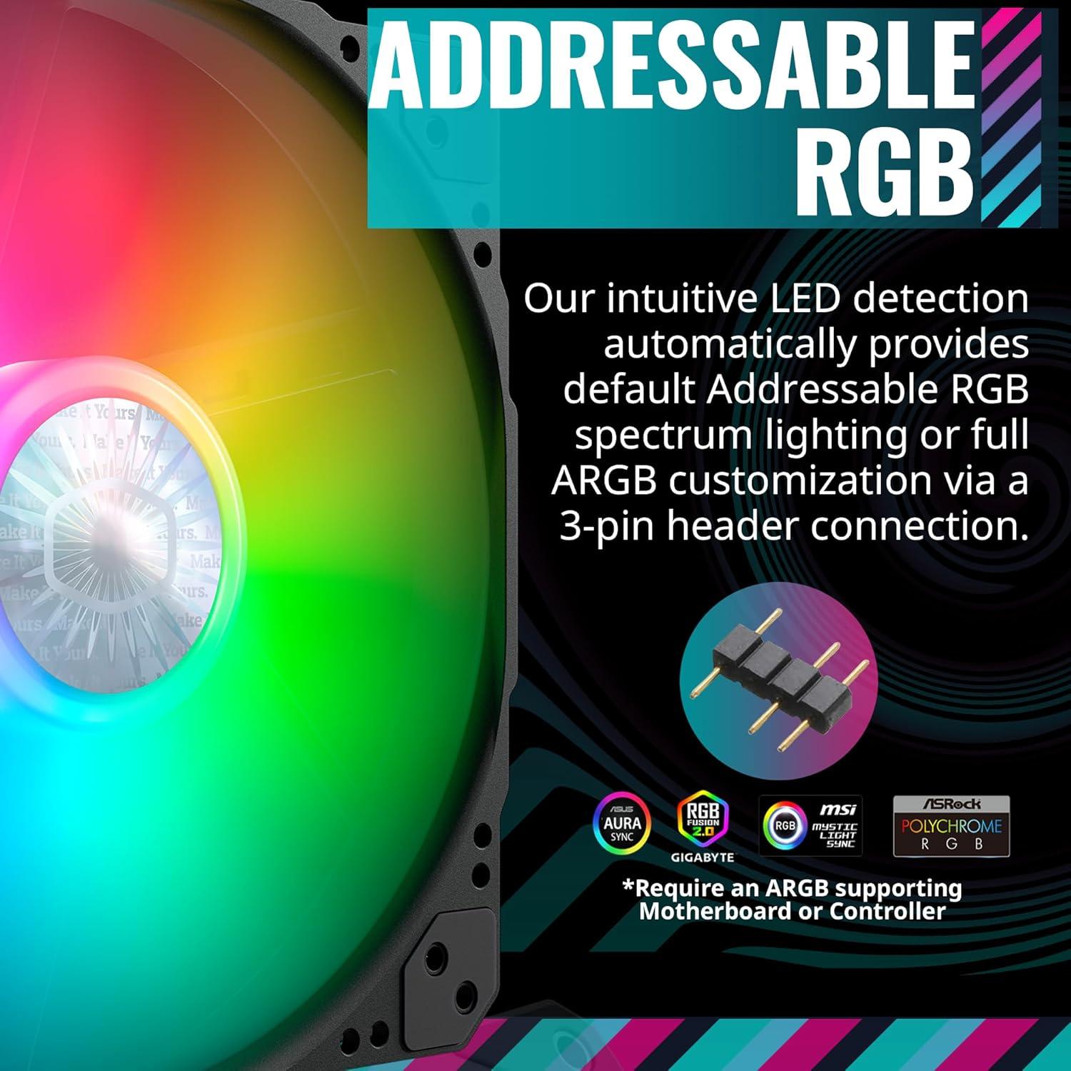 imageCooler Master HAF 500 High Airflow ATX MidTower Mesh Front Panel Dual 200mm Customizable ARG Lighting Fans Rotatable GPU Fan USB 32 Gen 2 Type C and Tempered Glass H500KGNNS00HAF 500