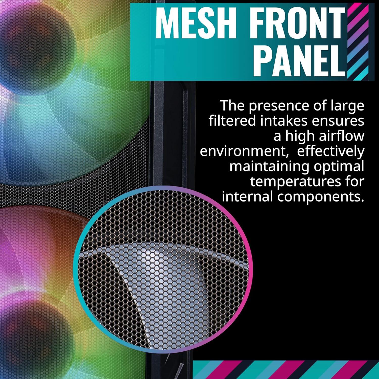 imageCooler Master HAF 500 High Airflow ATX MidTower Mesh Front Panel Dual 200mm Customizable ARG Lighting Fans Rotatable GPU Fan USB 32 Gen 2 Type C and Tempered Glass H500KGNNS00HAF 500