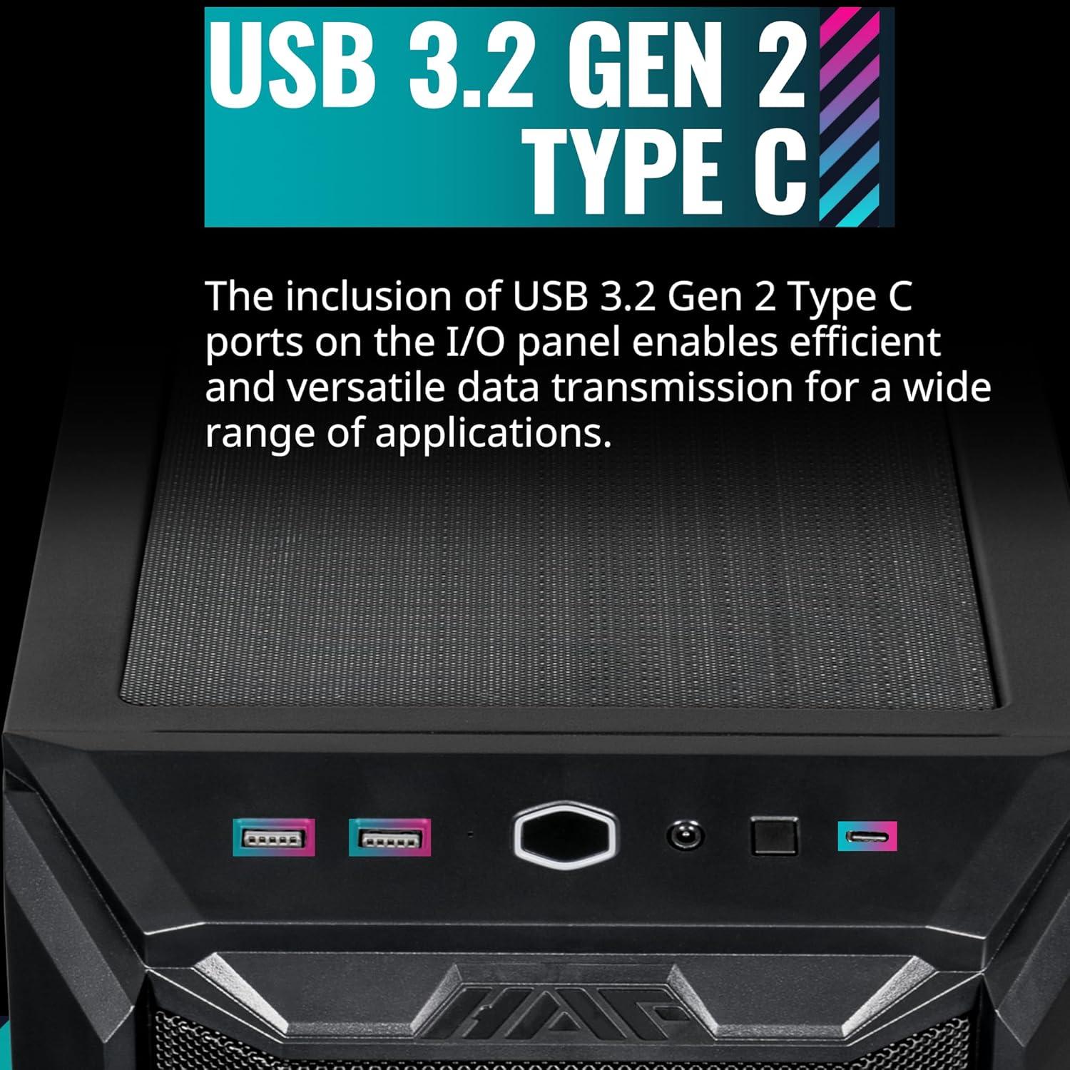 imageCooler Master HAF 500 High Airflow ATX MidTower Mesh Front Panel Dual 200mm Customizable ARG Lighting Fans Rotatable GPU Fan USB 32 Gen 2 Type C and Tempered Glass H500KGNNS00HAF 500