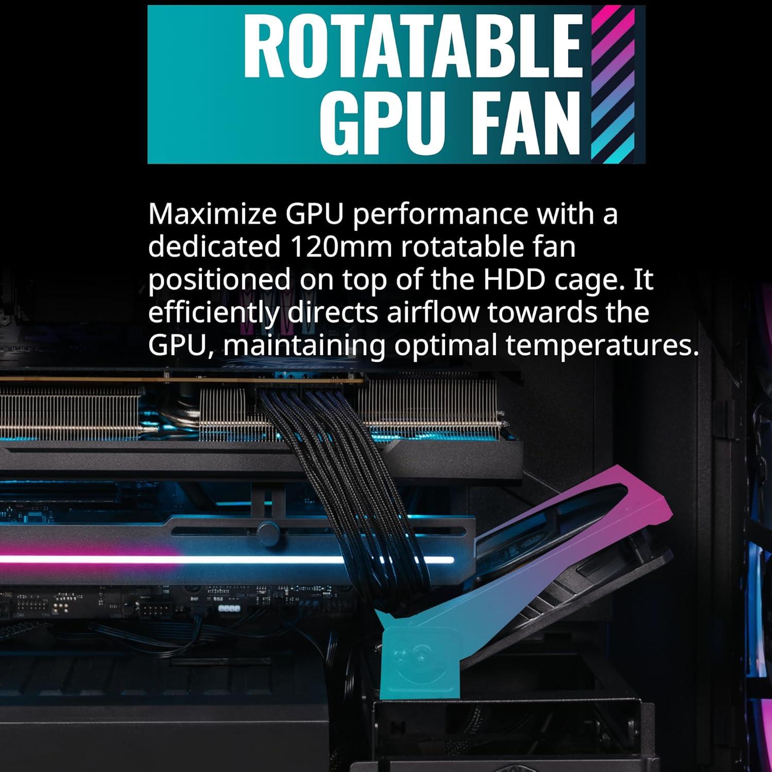 imageCooler Master HAF 500 High Airflow ATX MidTower Mesh Front Panel Dual 200mm Customizable ARG Lighting Fans Rotatable GPU Fan USB 32 Gen 2 Type C and Tempered Glass H500KGNNS00HAF 500