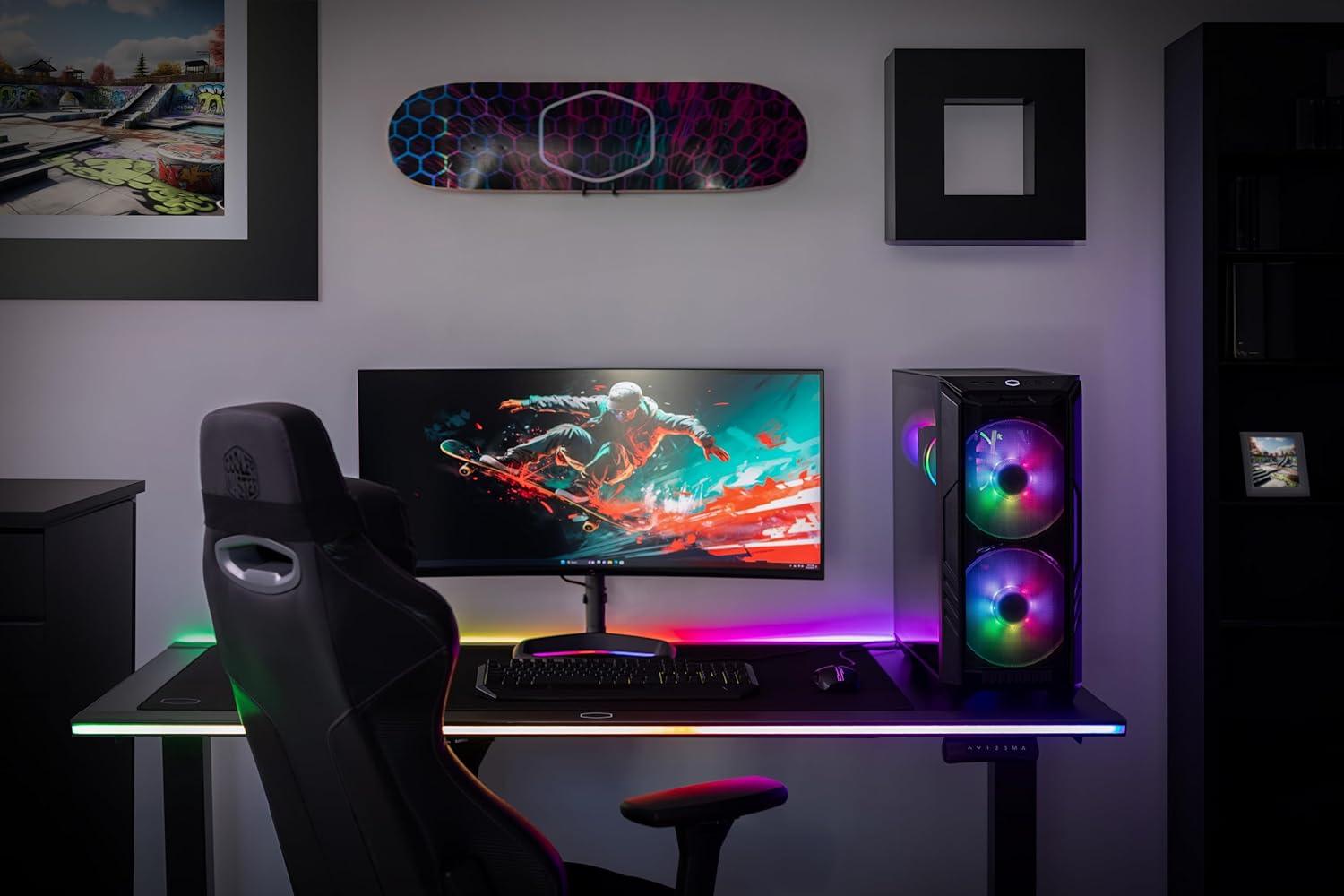 imageCooler Master HAF 500 High Airflow ATX MidTower Mesh Front Panel Dual 200mm Customizable ARG Lighting Fans Rotatable GPU Fan USB 32 Gen 2 Type C and Tempered Glass H500KGNNS00HAF 500 Pro