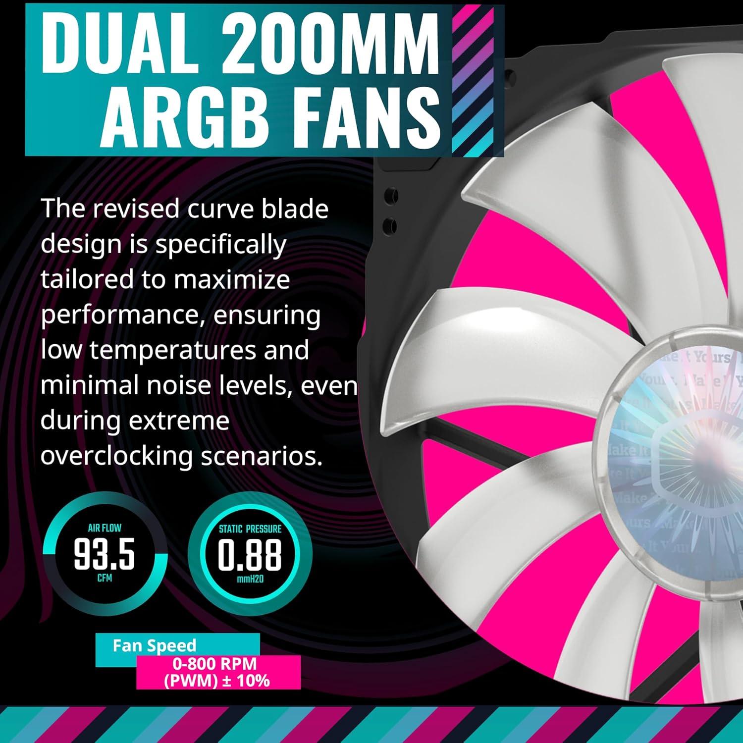 imageCooler Master HAF 500 High Airflow ATX MidTower Mesh Front Panel Dual 200mm Customizable ARG Lighting Fans Rotatable GPU Fan USB 32 Gen 2 Type C and Tempered Glass H500KGNNS00HAF 500