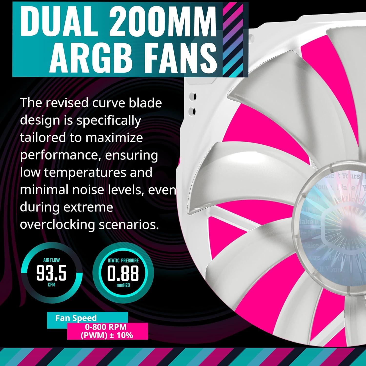 imageCooler Master HAF 500 High Airflow ATX MidTower Mesh Front Panel Dual 200mm Customizable ARG Lighting Fans Rotatable GPU Fan USB 32 Gen 2 Type C and Tempered Glass H500KGNNS00HAF 500 White