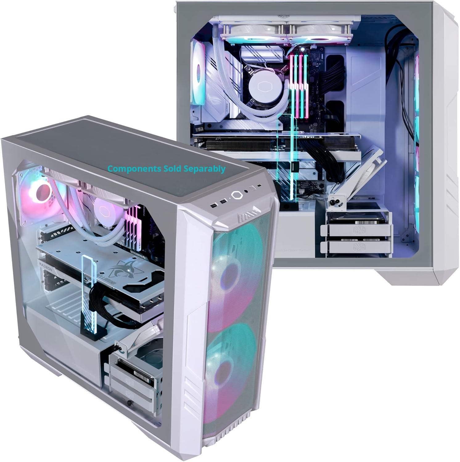 imageCooler Master HAF 500 High Airflow ATX MidTower Mesh Front Panel Dual 200mm Customizable ARG Lighting Fans Rotatable GPU Fan USB 32 Gen 2 Type C and Tempered Glass H500KGNNS00HAF 500 White