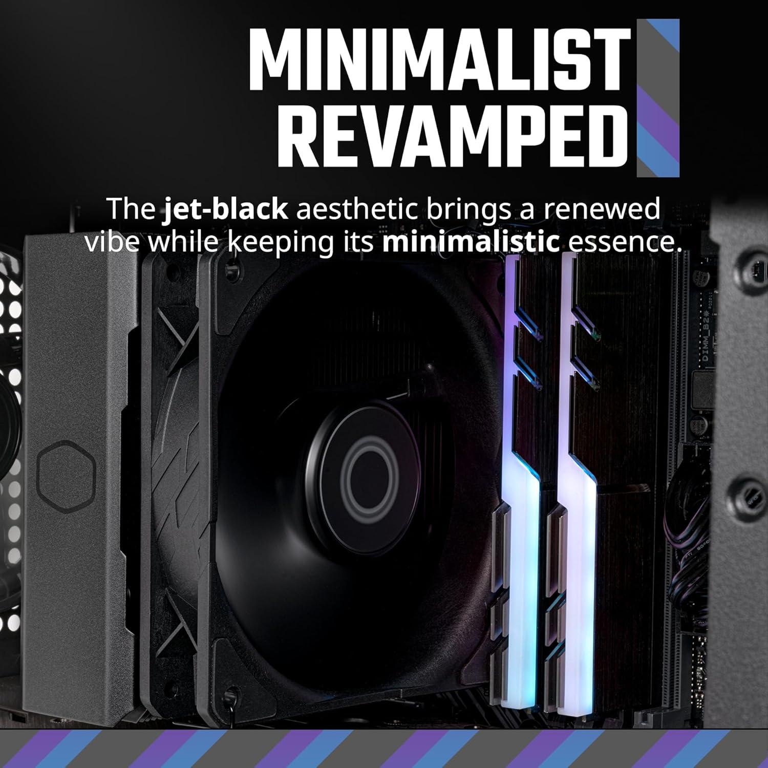 imageCooler Master Hyper 212 Pro aRGB CPU Cooler SickleFlow Edge 120 PWM Fan Composite 4 Copper Heat Pipes 152mm Tall Sleek Top Cover AMD Ryzen AM5AM4 Intel LGA 18511700 Brackets212 Black