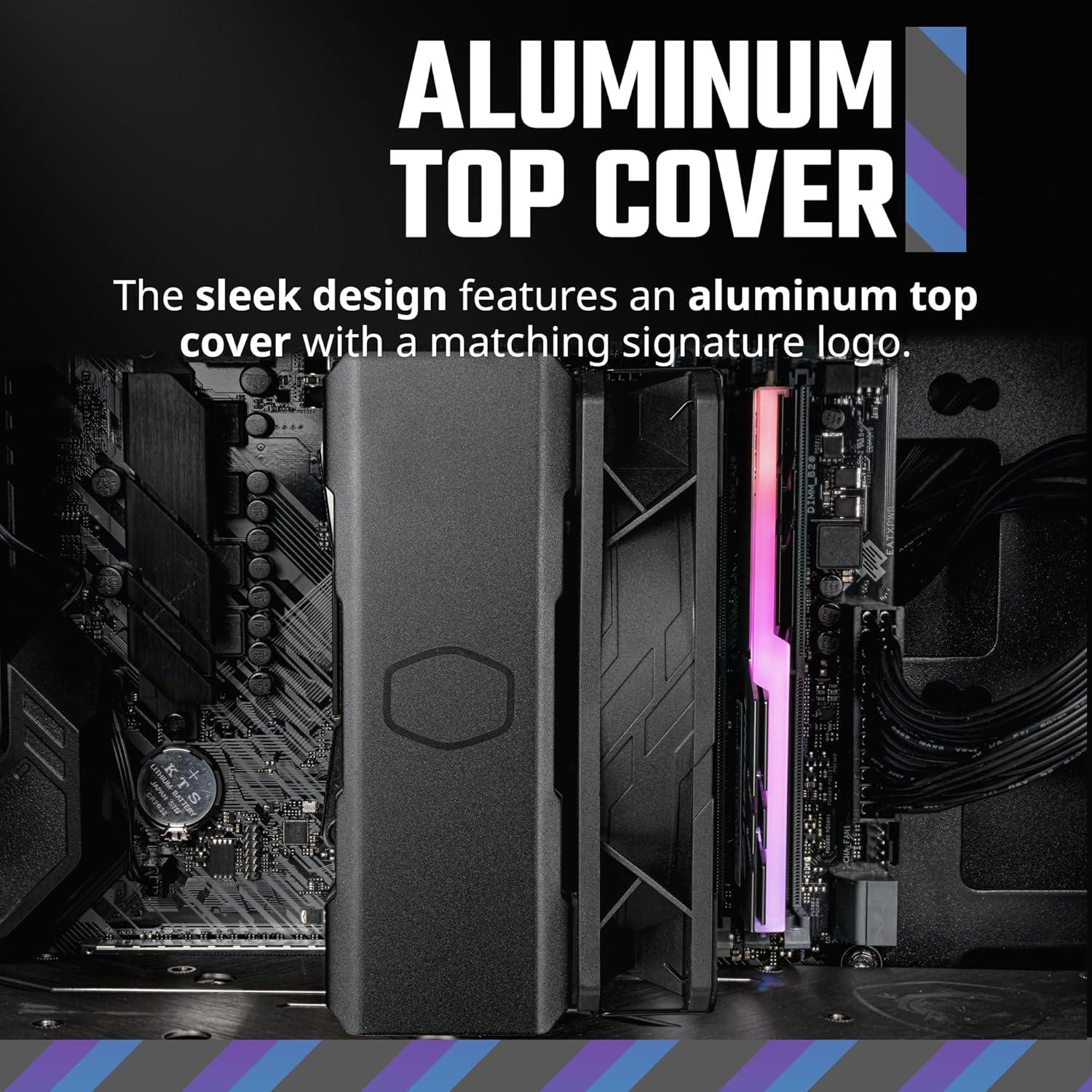 imageCooler Master Hyper 212 Pro aRGB CPU Cooler SickleFlow Edge 120 PWM Fan Composite 4 Copper Heat Pipes 152mm Tall Sleek Top Cover AMD Ryzen AM5AM4 Intel LGA 18511700 Brackets212 Black