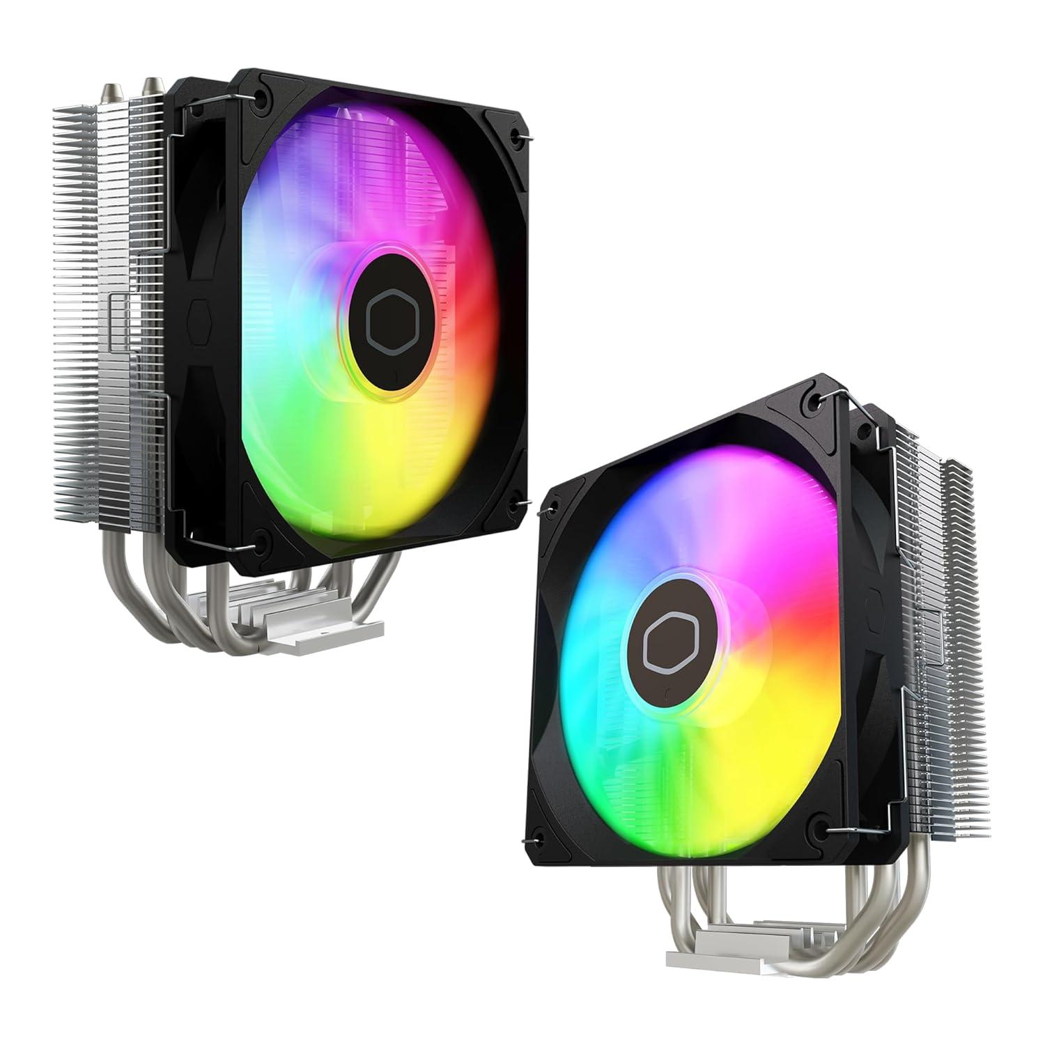 imageCooler Master Hyper 212 Spectrum V3 ARGB CPU Air Cooler 120mm PWM Fan 4 Copper Heat Pipes 152mm Tall AMD Ryzen AM5AM4 Intel LGA 185117001200 Brackets