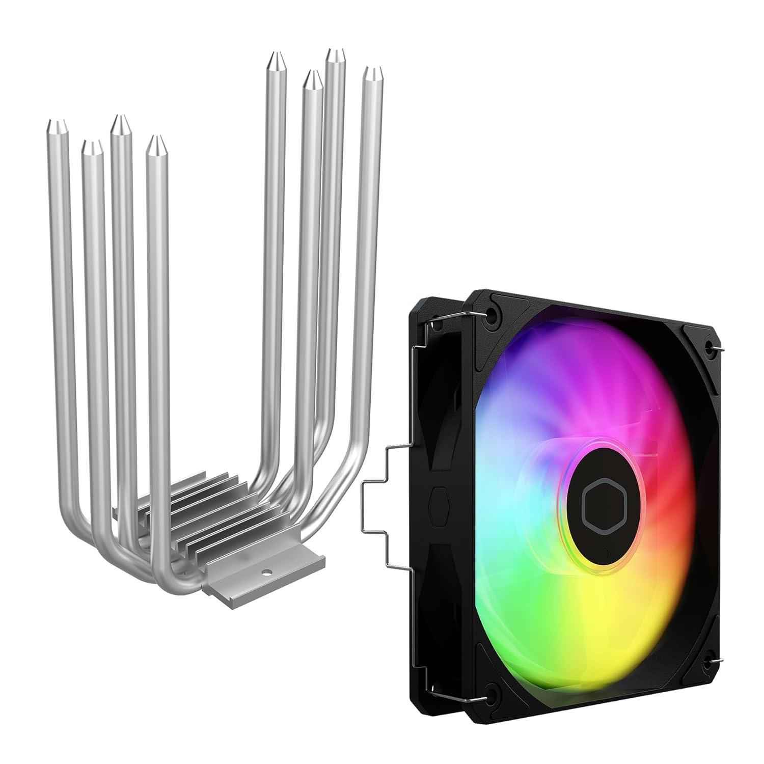imageCooler Master Hyper 212 Spectrum V3 ARGB CPU Air Cooler 120mm PWM Fan 4 Copper Heat Pipes 152mm Tall AMD Ryzen AM5AM4 Intel LGA 185117001200 Brackets