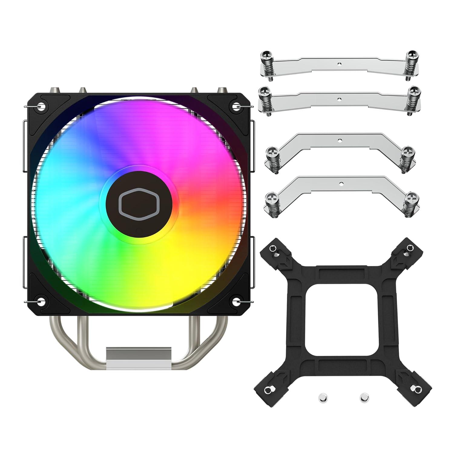 imageCooler Master Hyper 212 Spectrum V3 ARGB CPU Air Cooler 120mm PWM Fan 4 Copper Heat Pipes 152mm Tall AMD Ryzen AM5AM4 Intel LGA 185117001200 Brackets