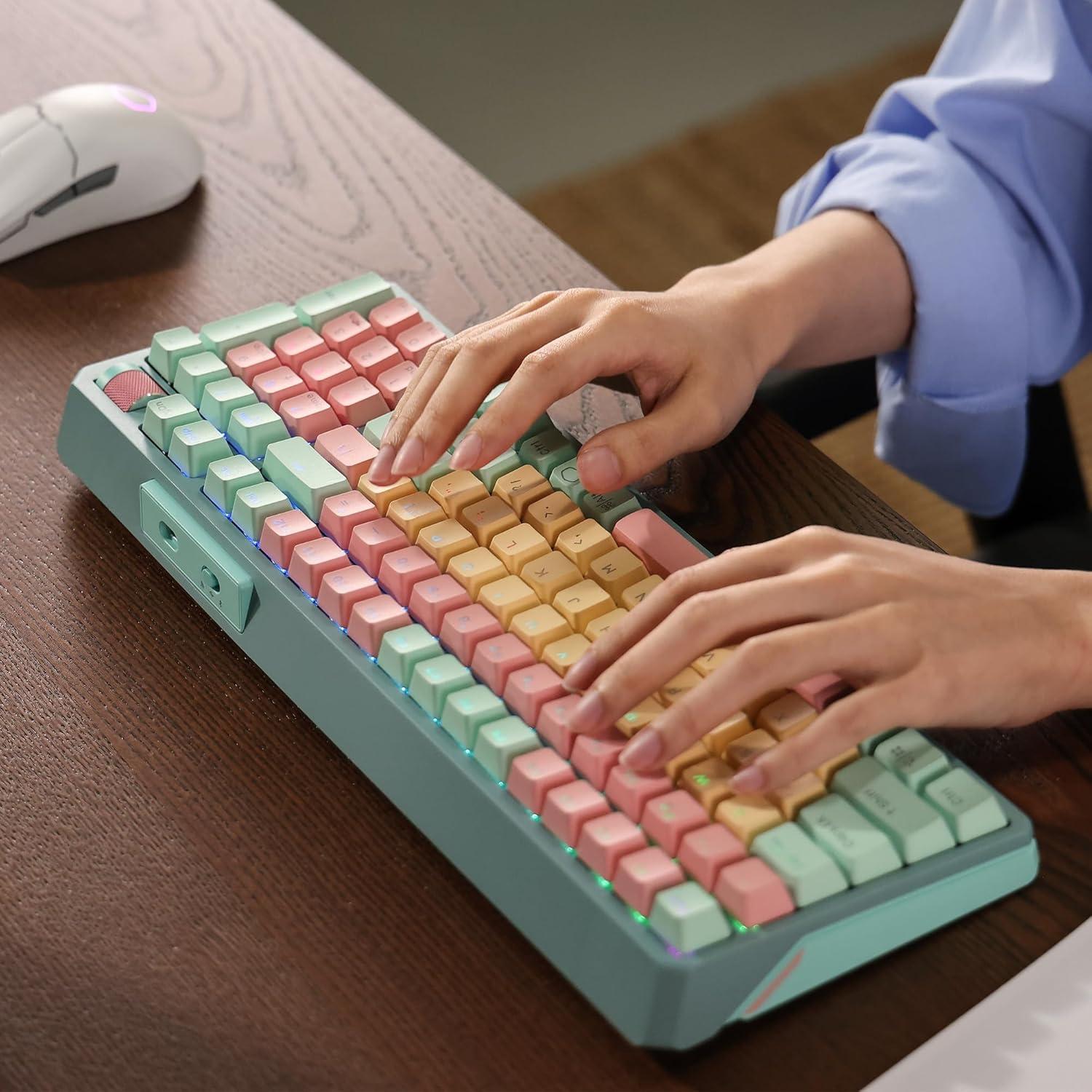 imageCooler Master MK770 Macaron Wireless Mechanical RGB Gaming Keyboard Kailh Box V2 Click White Switches Gasket Structure HotSwappable Bluetooth24GHz Tactile 3Way Dial QWERTY MK770MCKW1USMK770 Macaron Red