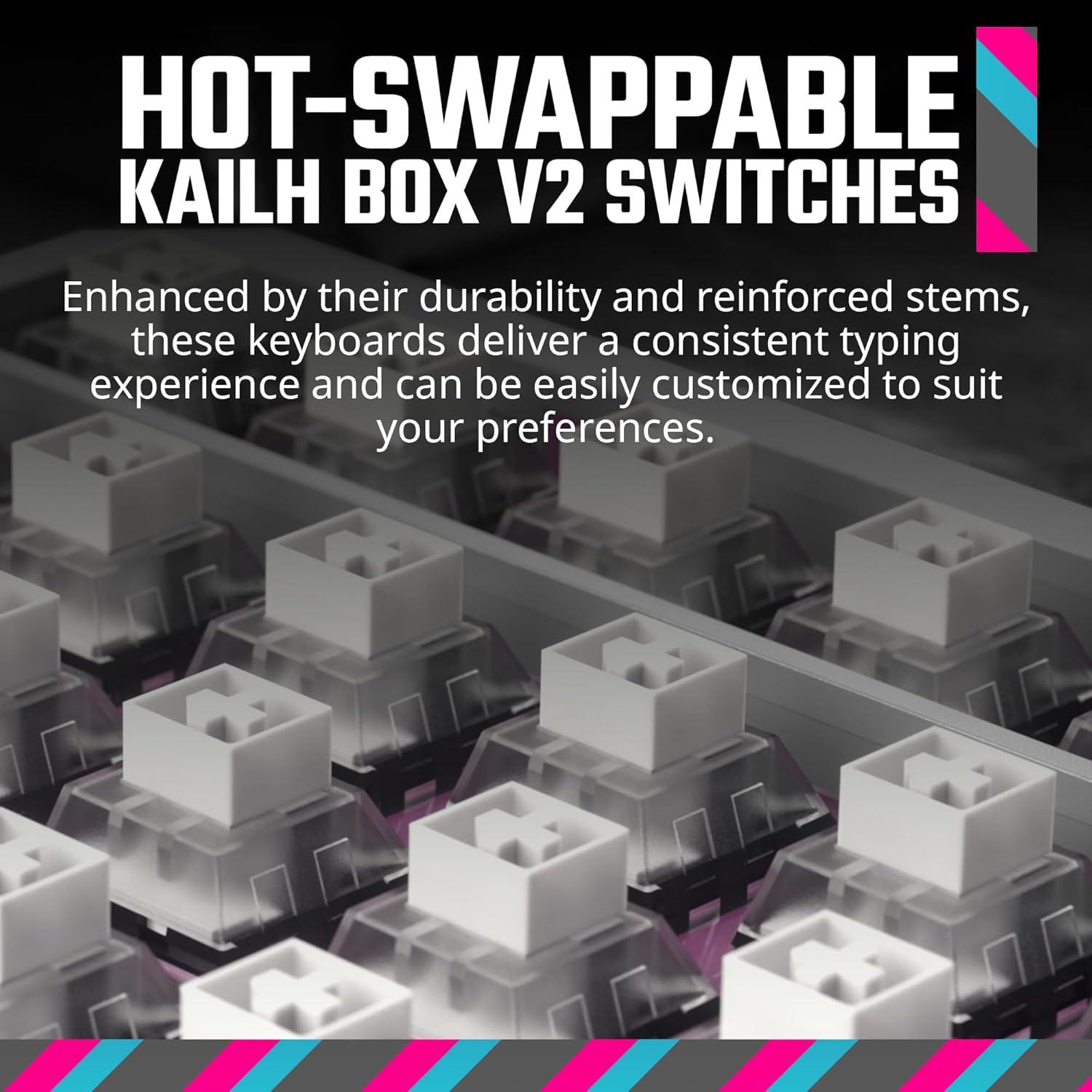 imageCooler Master MK770 Macaron Wireless Mechanical RGB Gaming Keyboard Kailh Box V2 Click White Switches Gasket Structure HotSwappable Bluetooth24GHz Tactile 3Way Dial QWERTY MK770MCKW1USMK770 Space Gray White