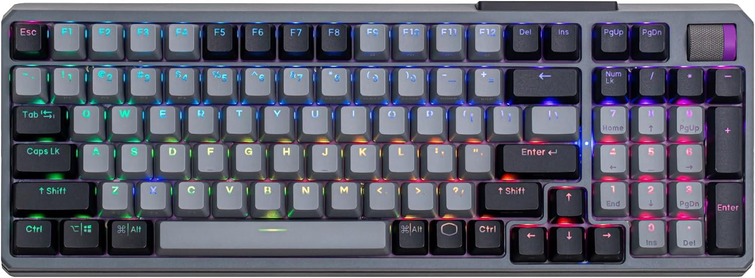 imageCooler Master MK770 Macaron Wireless Mechanical RGB Gaming Keyboard Kailh Box V2 Click White Switches Gasket Structure HotSwappable Bluetooth24GHz Tactile 3Way Dial QWERTY MK770MCKW1USMK770 Space Gray White