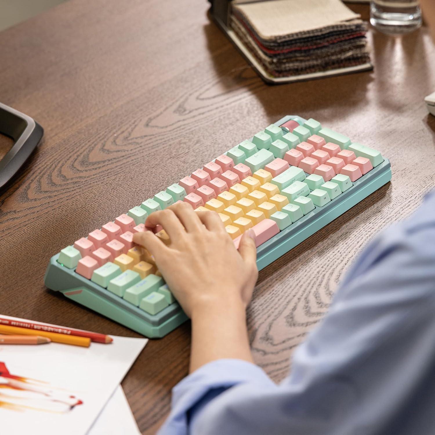 imageCooler Master MK770 Macaron Wireless Mechanical RGB Gaming Keyboard Kailh Box V2 Click White Switches Gasket Structure HotSwappable Bluetooth24GHz Tactile 3Way Dial QWERTY MK770MCKW1USMK770 Macaron Red