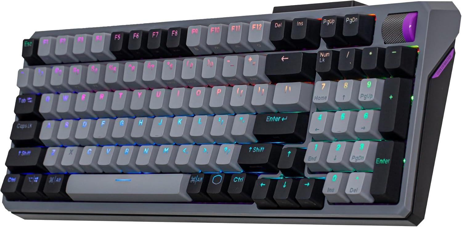 imageCooler Master MK770 Macaron Wireless Mechanical RGB Gaming Keyboard Kailh Box V2 Click White Switches Gasket Structure HotSwappable Bluetooth24GHz Tactile 3Way Dial QWERTY MK770MCKW1USMK770 Space Gray White