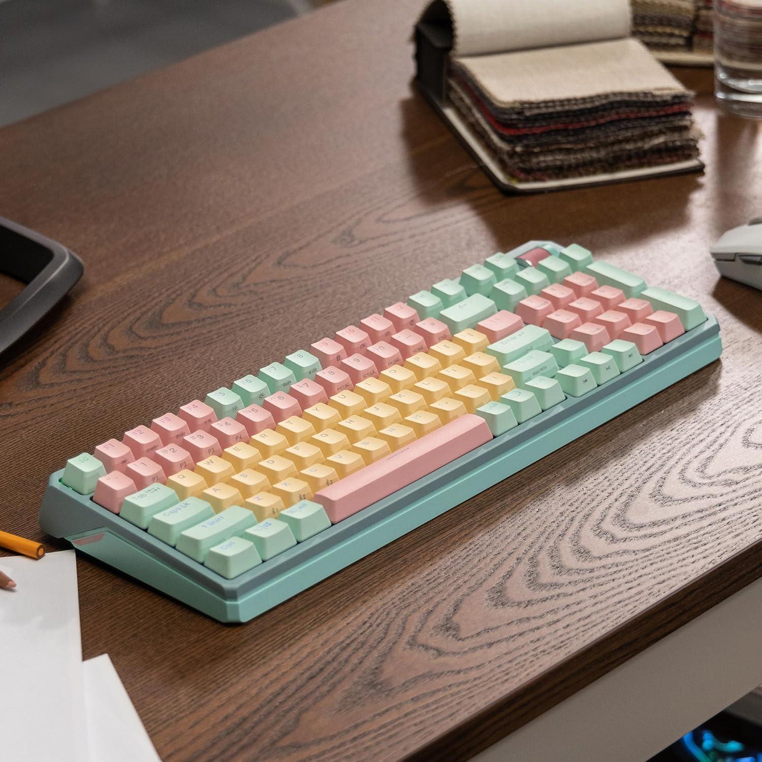 imageCooler Master MK770 Macaron Wireless Mechanical RGB Gaming Keyboard Kailh Box V2 Click White Switches Gasket Structure HotSwappable Bluetooth24GHz Tactile 3Way Dial QWERTY MK770MCKW1USMK770 Macaron Red