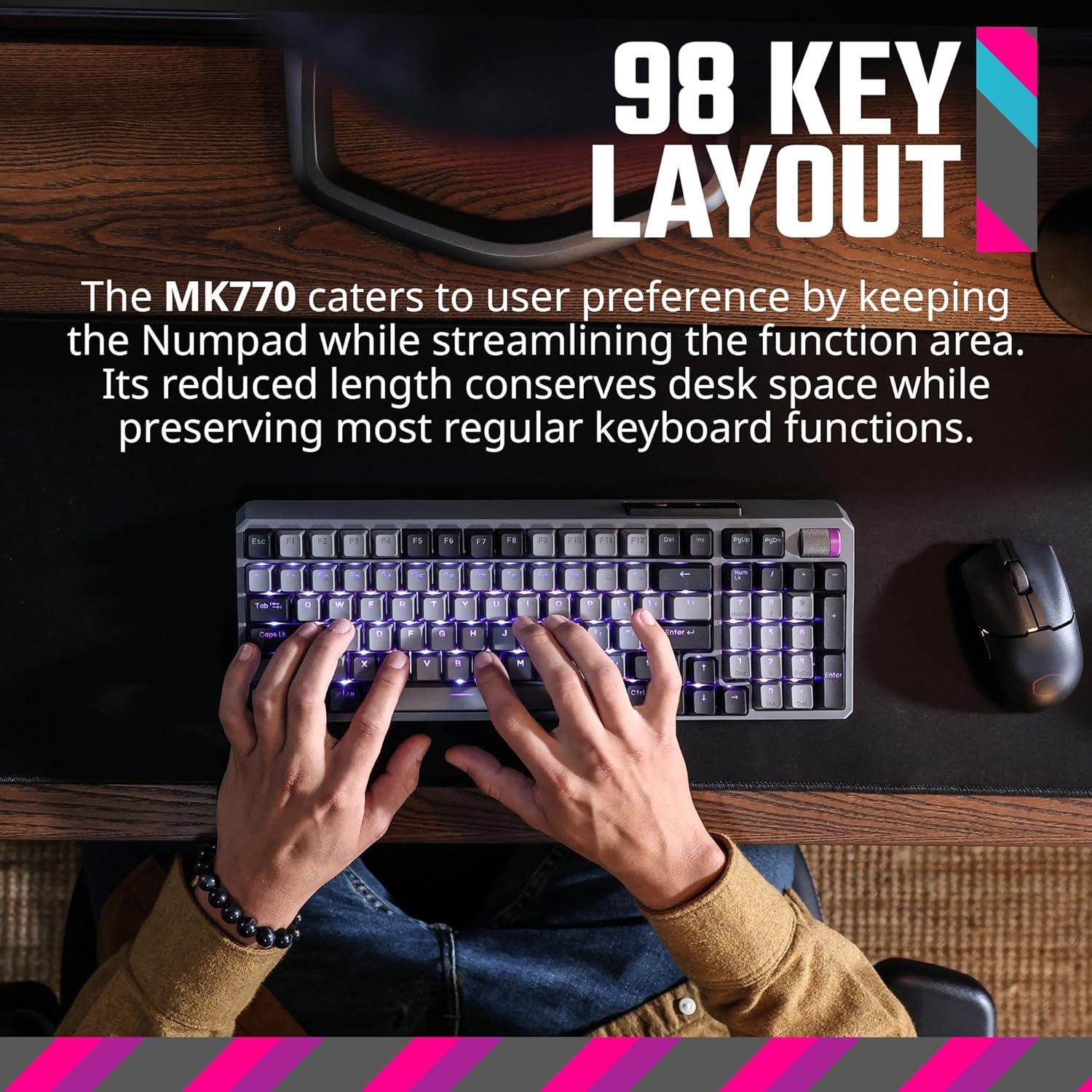 imageCooler Master MK770 Macaron Wireless Mechanical RGB Gaming Keyboard Kailh Box V2 Click White Switches Gasket Structure HotSwappable Bluetooth24GHz Tactile 3Way Dial QWERTY MK770MCKW1USMK770 Space Gray White