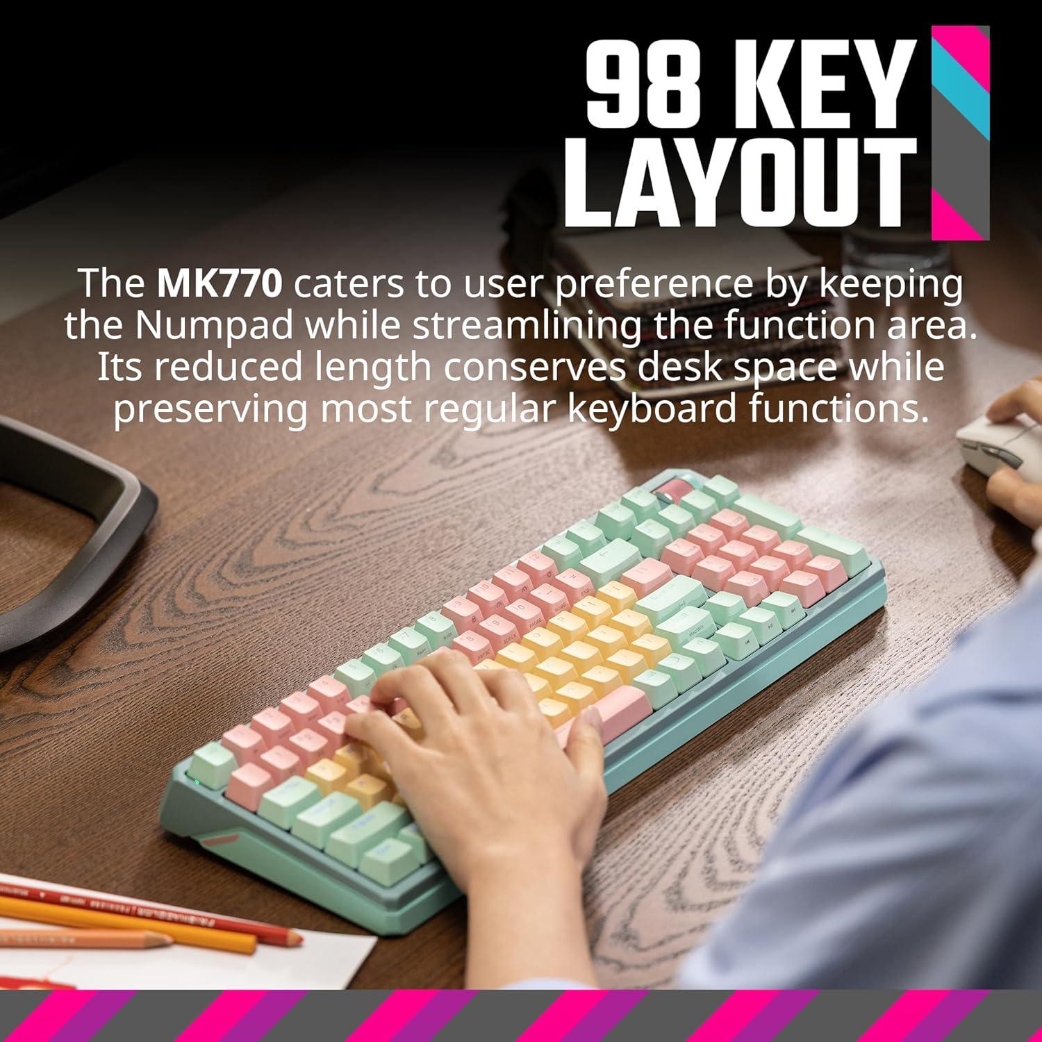 imageCooler Master MK770 Macaron Wireless Mechanical RGB Gaming Keyboard Kailh Box V2 Click White Switches Gasket Structure HotSwappable Bluetooth24GHz Tactile 3Way Dial QWERTY MK770MCKW1USMK770 Macaron Red