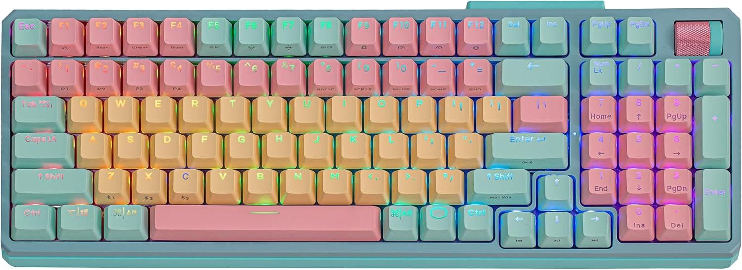 imageCooler Master MK770 Macaron Wireless Mechanical RGB Gaming Keyboard Kailh Box V2 Click White Switches Gasket Structure HotSwappable Bluetooth24GHz Tactile 3Way Dial QWERTY MK770MCKW1USMK770 Macaron Red