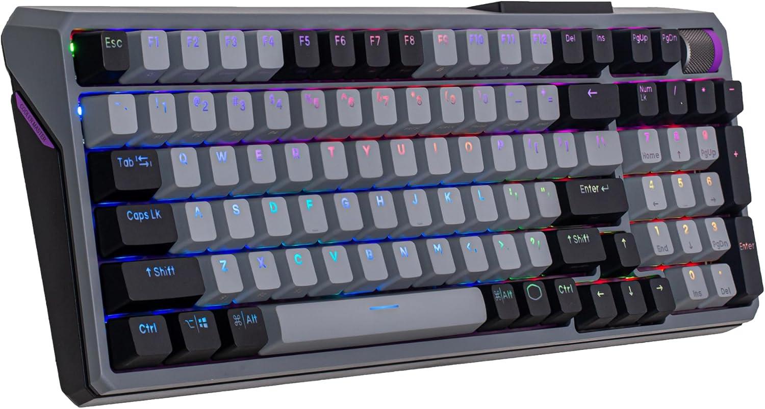 imageCooler Master MK770 Macaron Wireless Mechanical RGB Gaming Keyboard Kailh Box V2 Click White Switches Gasket Structure HotSwappable Bluetooth24GHz Tactile 3Way Dial QWERTY MK770MCKW1USMK770 Space Gray White