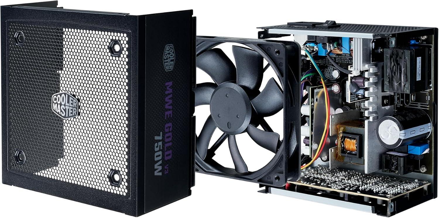 imageCooler Master MWE Gold 750 V3 Full Modular Power Supply 750W 80 Gold ATX 31 90 PCIe 51 Designed Ready Nvidia RTX 5070 Ti AMD RX 9070 XT ZeroRPM Mode Hexagonal Fan Cover 10YearGold 750 V3