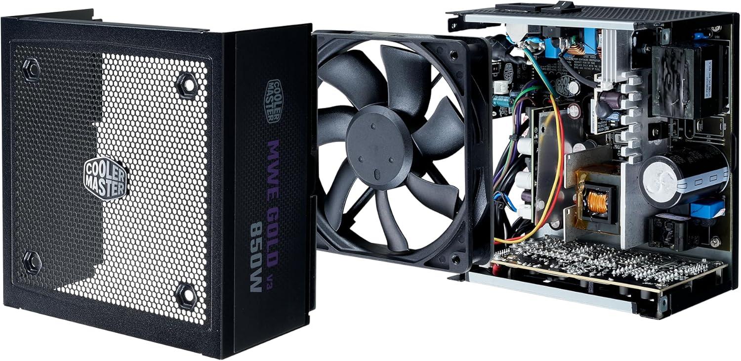 imageCooler Master MWE Gold 850 V2 Full Modular PSU 850W 80 Gold Designed Ready Nvidia RTX 5080 AMD RX 9070 XT 2 EPS Connectors 120mm HDB Fan Semifanless 5YearGold 850 V3