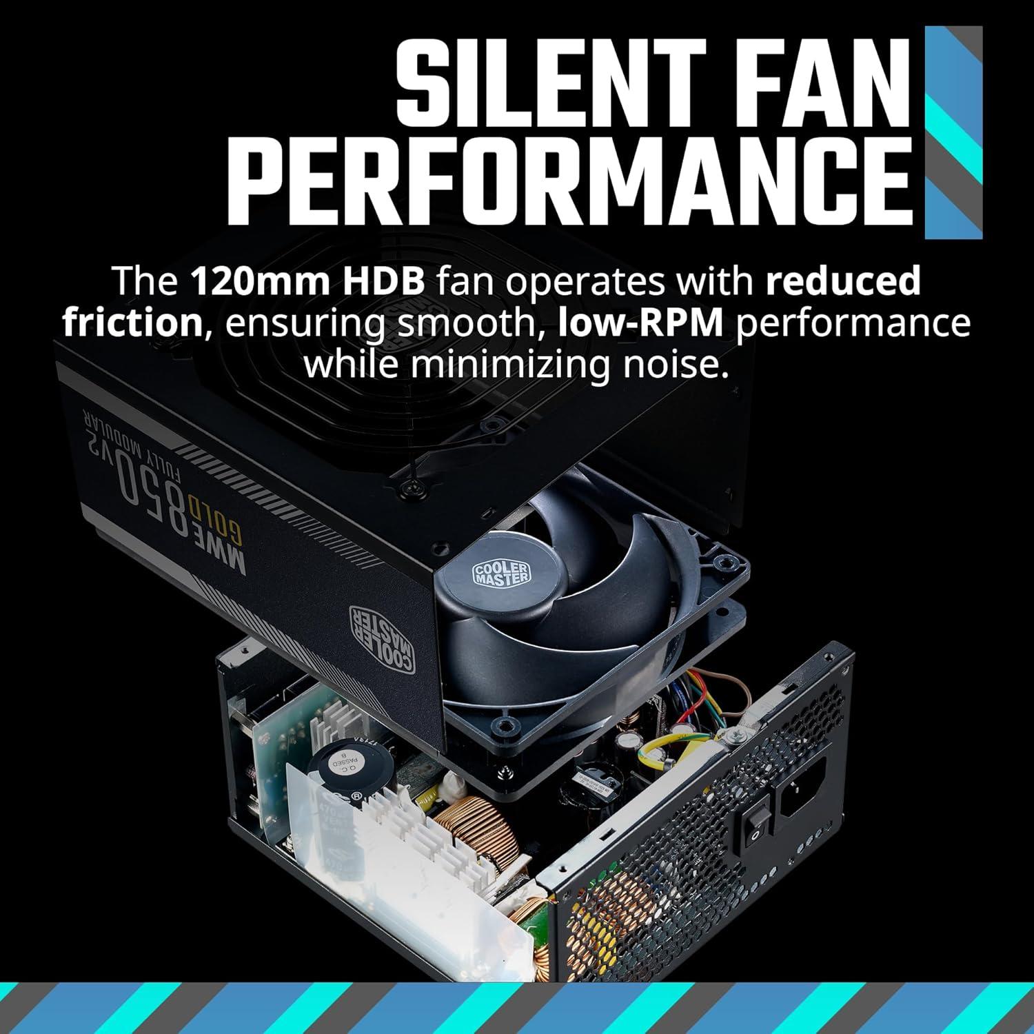 imageCooler Master MWE Gold 850 V2 Full Modular PSU 850W 80 Gold Designed Ready Nvidia RTX 5080 AMD RX 9070 XT 2 EPS Connectors 120mm HDB Fan Semifanless 5YearGold 850 V2