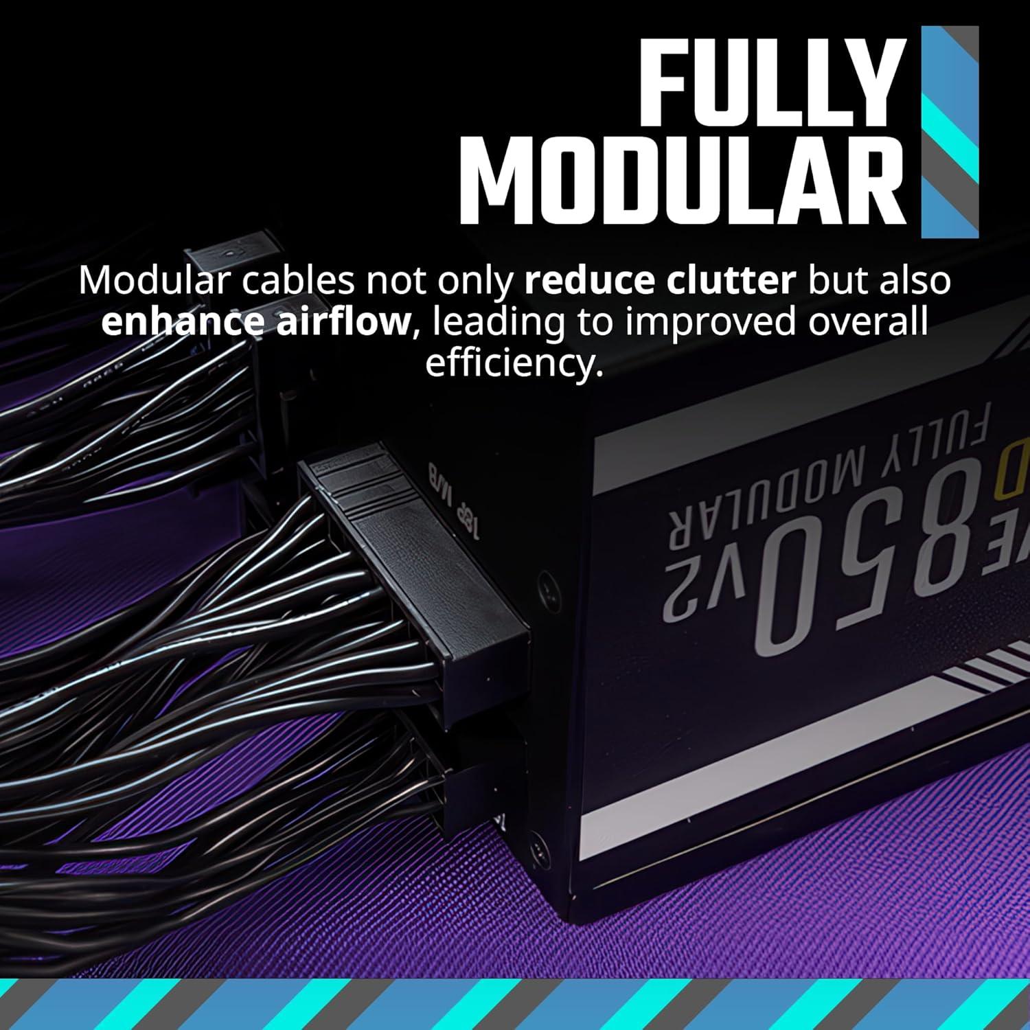 imageCooler Master MWE Gold 850 V2 Full Modular PSU 850W 80 Gold Designed Ready Nvidia RTX 5080 AMD RX 9070 XT 2 EPS Connectors 120mm HDB Fan Semifanless 5YearGold 850 V2