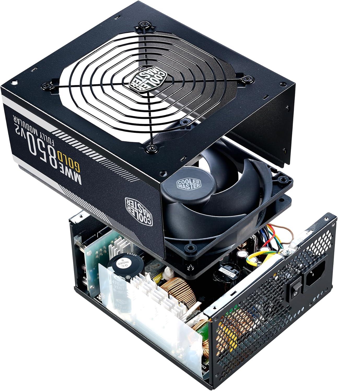 imageCooler Master MWE Gold 850 V2 Full Modular PSU 850W 80 Gold Designed Ready Nvidia RTX 5080 AMD RX 9070 XT 2 EPS Connectors 120mm HDB Fan Semifanless 5YearGold 850 V2