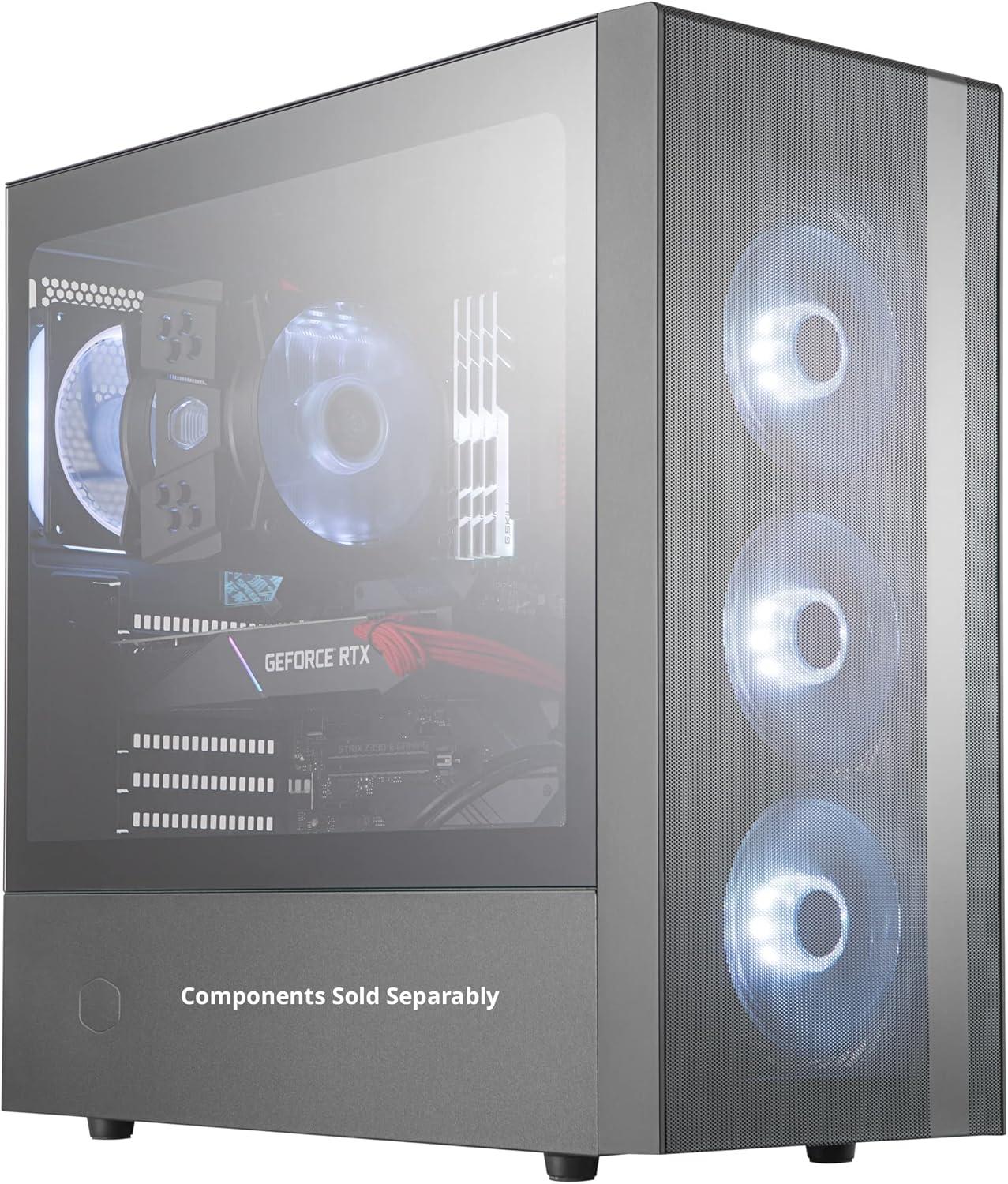 imageCooler Master MasterBox NR400 MicroATX Tower with Front Mesh Ventilation Minimal Design Tempered Glass Side Panel and Single Headset JackATX MidTower