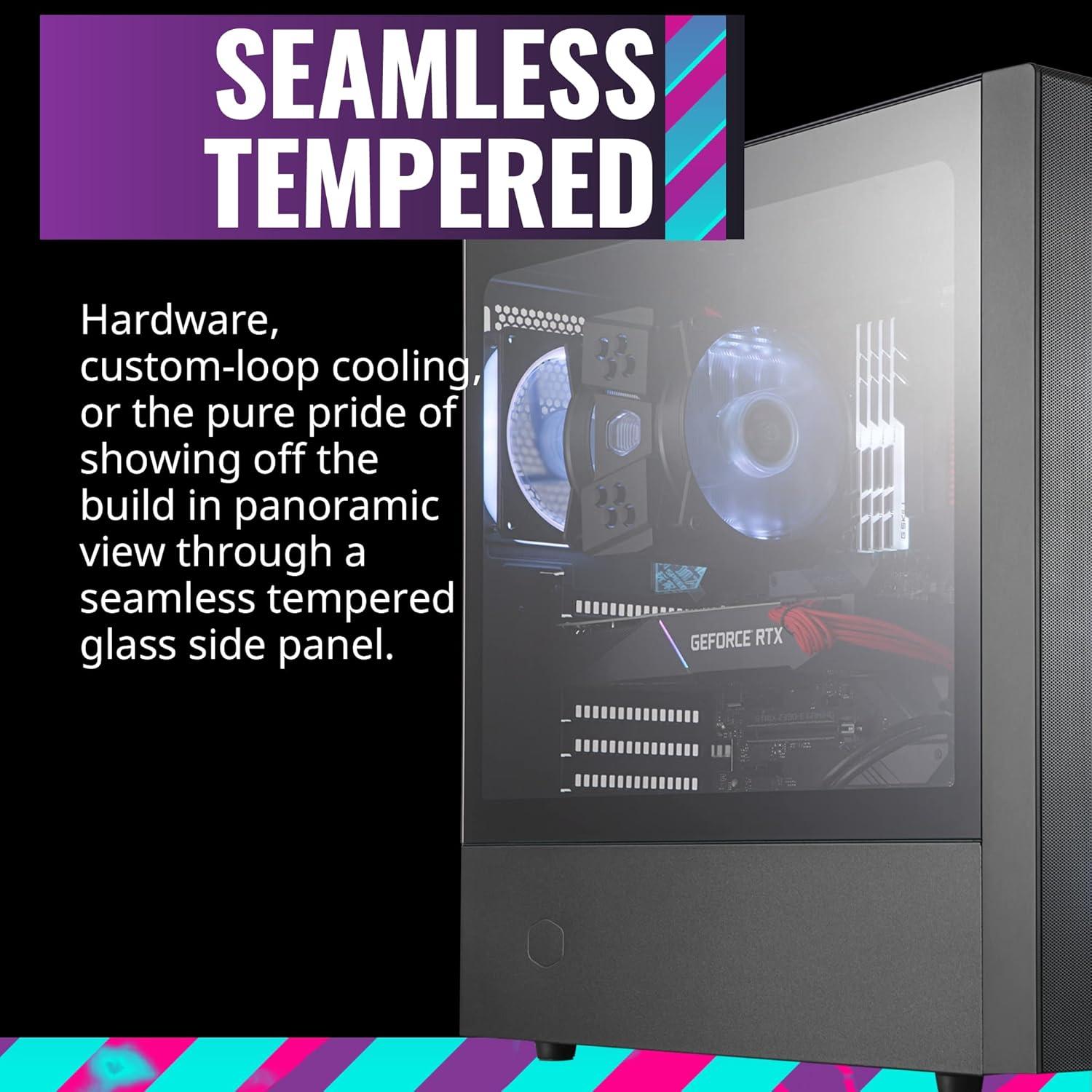 imageCooler Master MasterBox NR400 MicroATX Tower with Front Mesh Ventilation Minimal Design Tempered Glass Side Panel and Single Headset JackATX MidTower