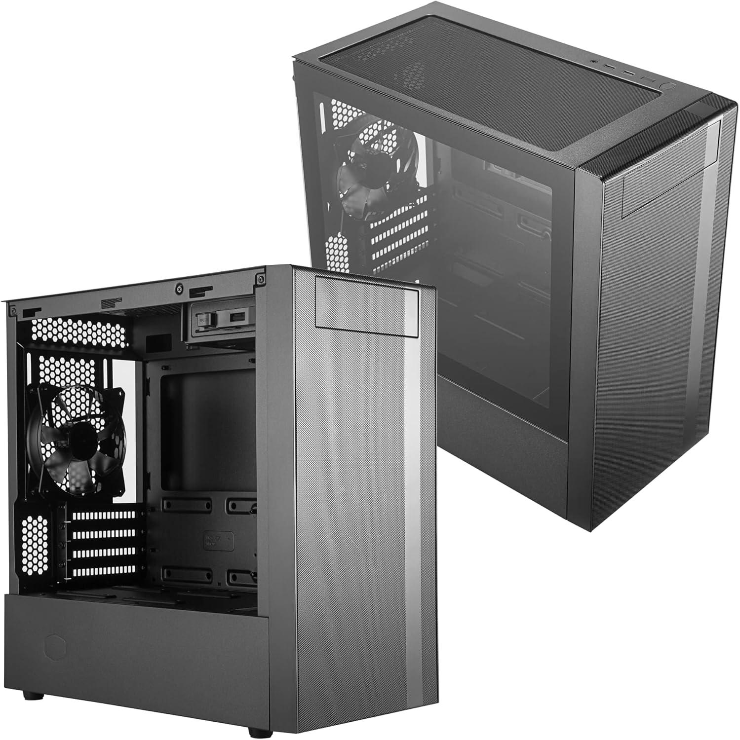 imageCooler Master MasterBox NR400 MicroATX Tower with Front Mesh Ventilation Minimal Design Tempered Glass Side Panel and Single Headset JackMicroATX Tower