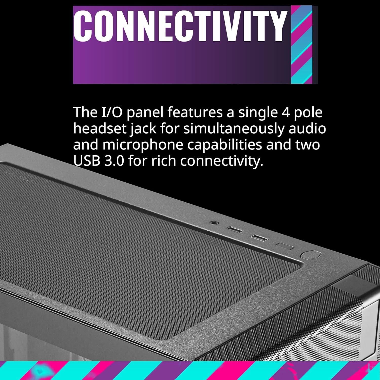 imageCooler Master MasterBox NR400 MicroATX Tower with Front Mesh Ventilation Minimal Design Tempered Glass Side Panel and Single Headset JackMicroATX Tower