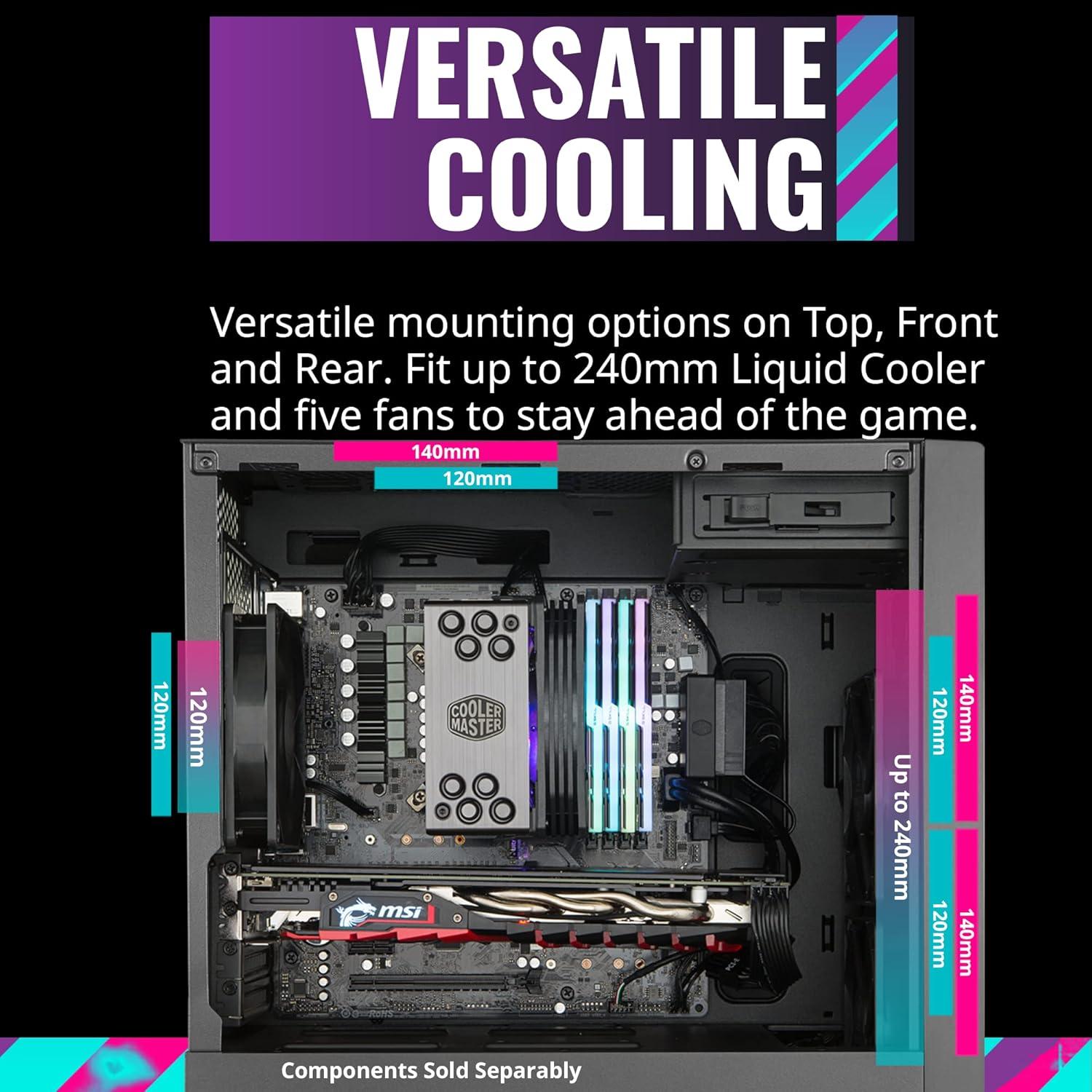 imageCooler Master MasterBox NR400 MicroATX Tower with Front Mesh Ventilation Minimal Design Tempered Glass Side Panel and Single Headset JackMicroATX Tower